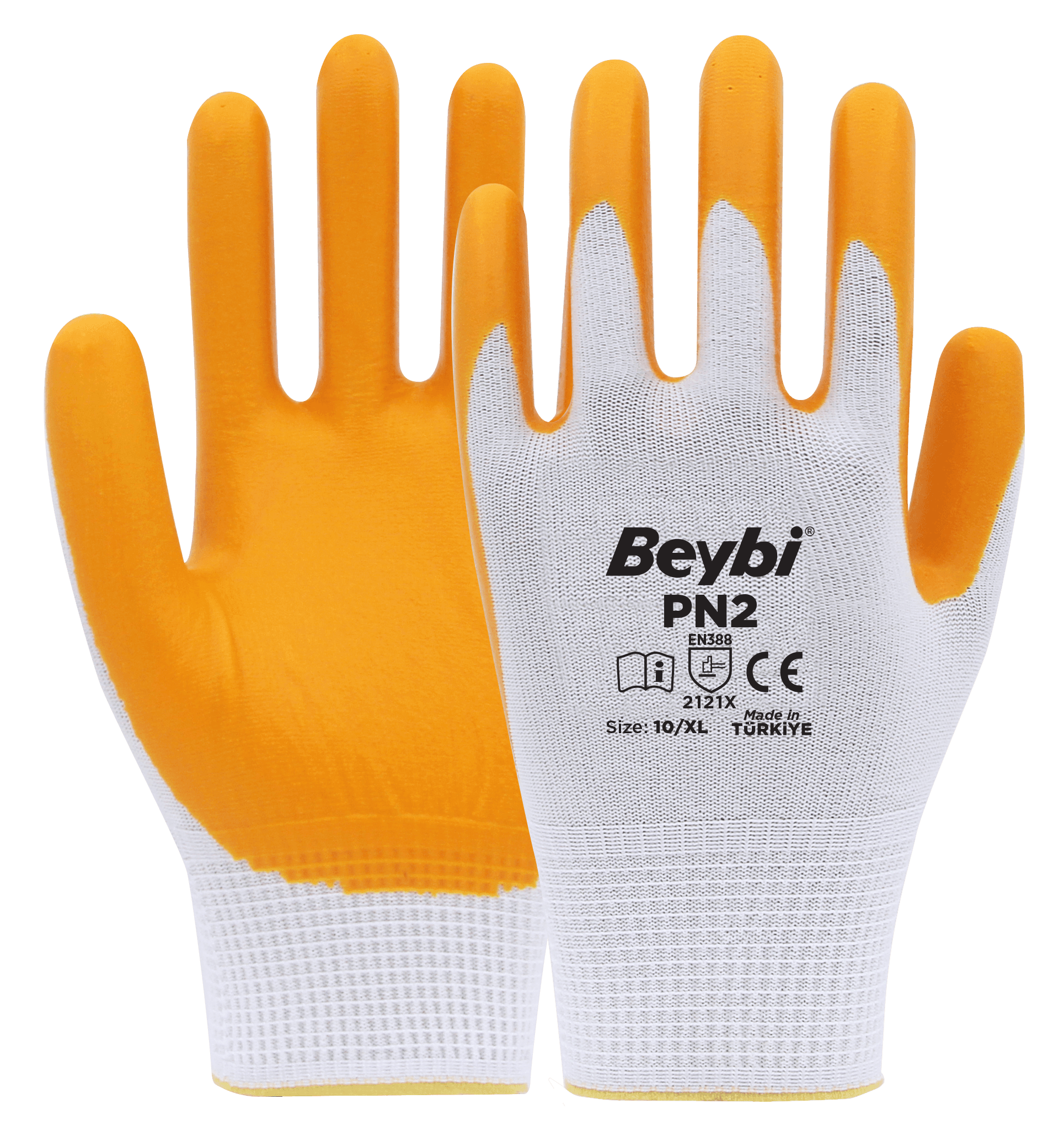Beybi PN2 Polyester Örme Nitril Eldiven (Ekonomik) - Sarı