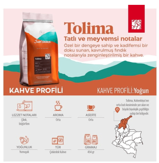 Tolima Çekirdek Kahve 454 gr