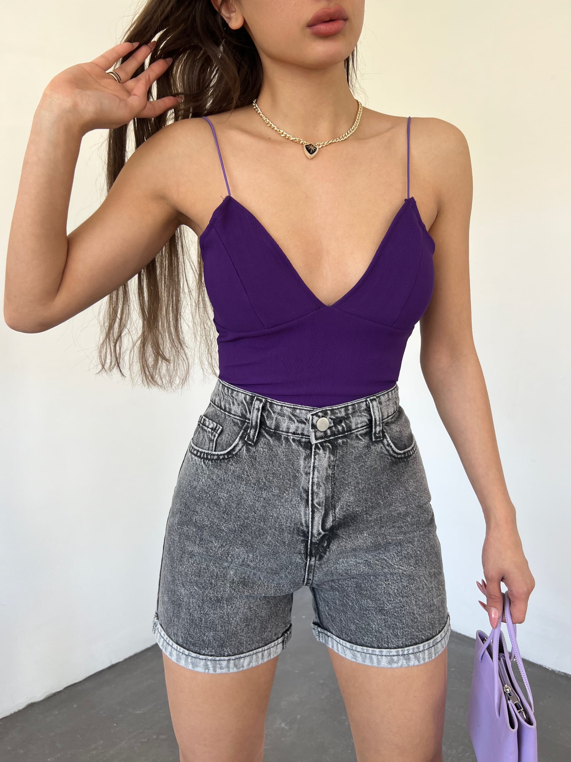 Duble Paça Yıkamalı Denim Şort - Görsel 7