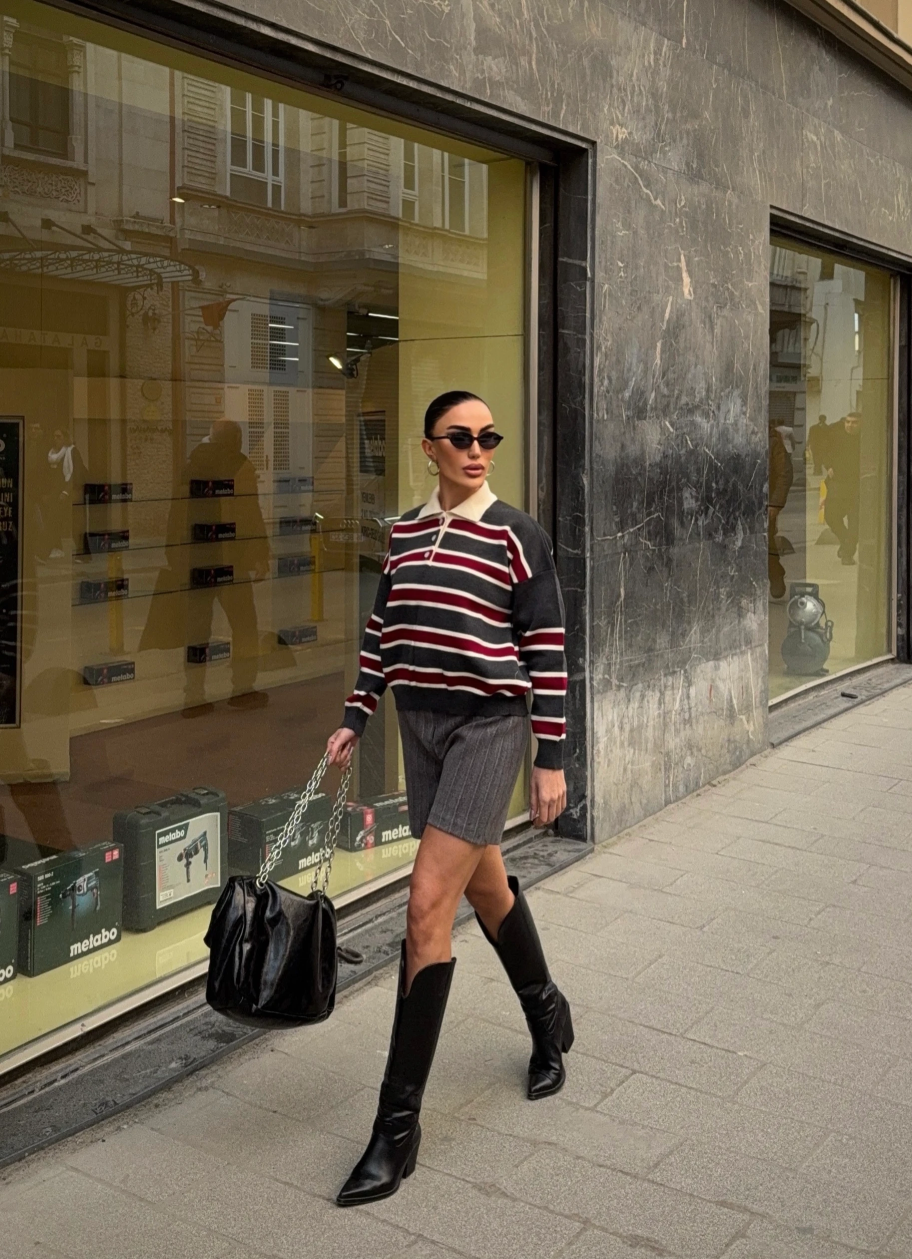 Polo Yaka Oversize Triko Sweatshirt