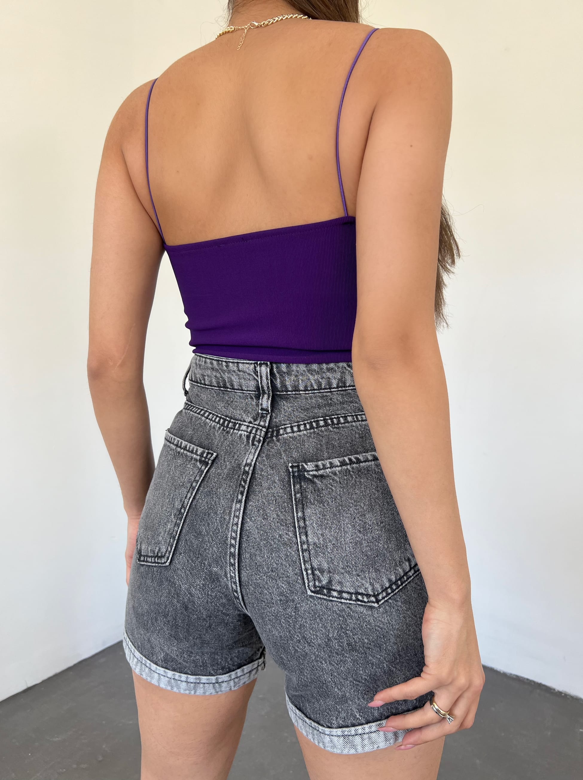 Duble Paça Yıkamalı Denim Şort - Görsel 8
