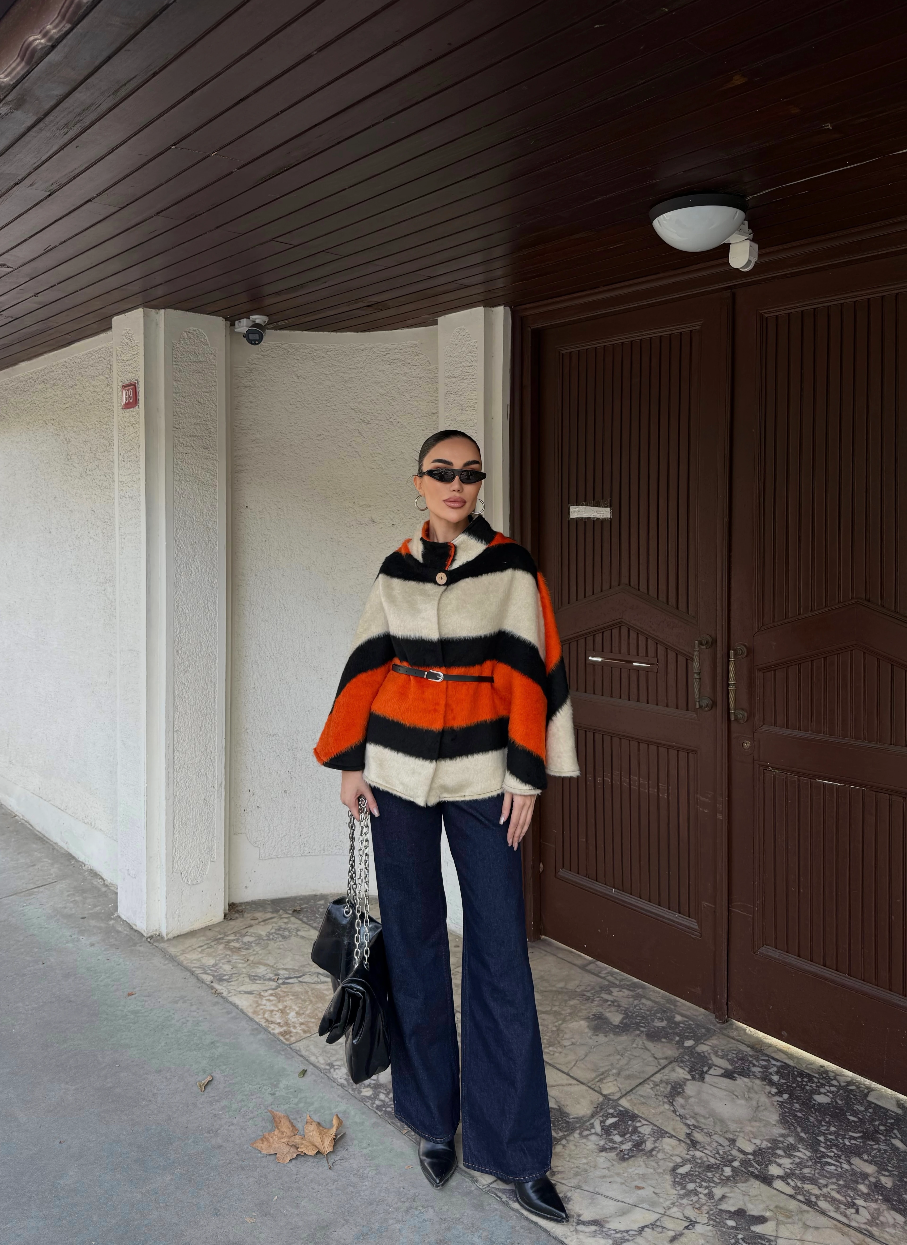 Beli Kemerli Desenli Panço  - KIRMIZI