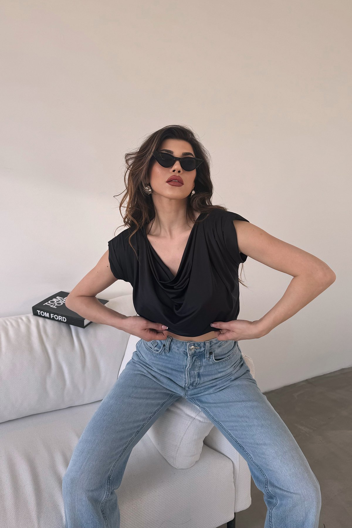 Degaje Yaka Vatkalı Bluz