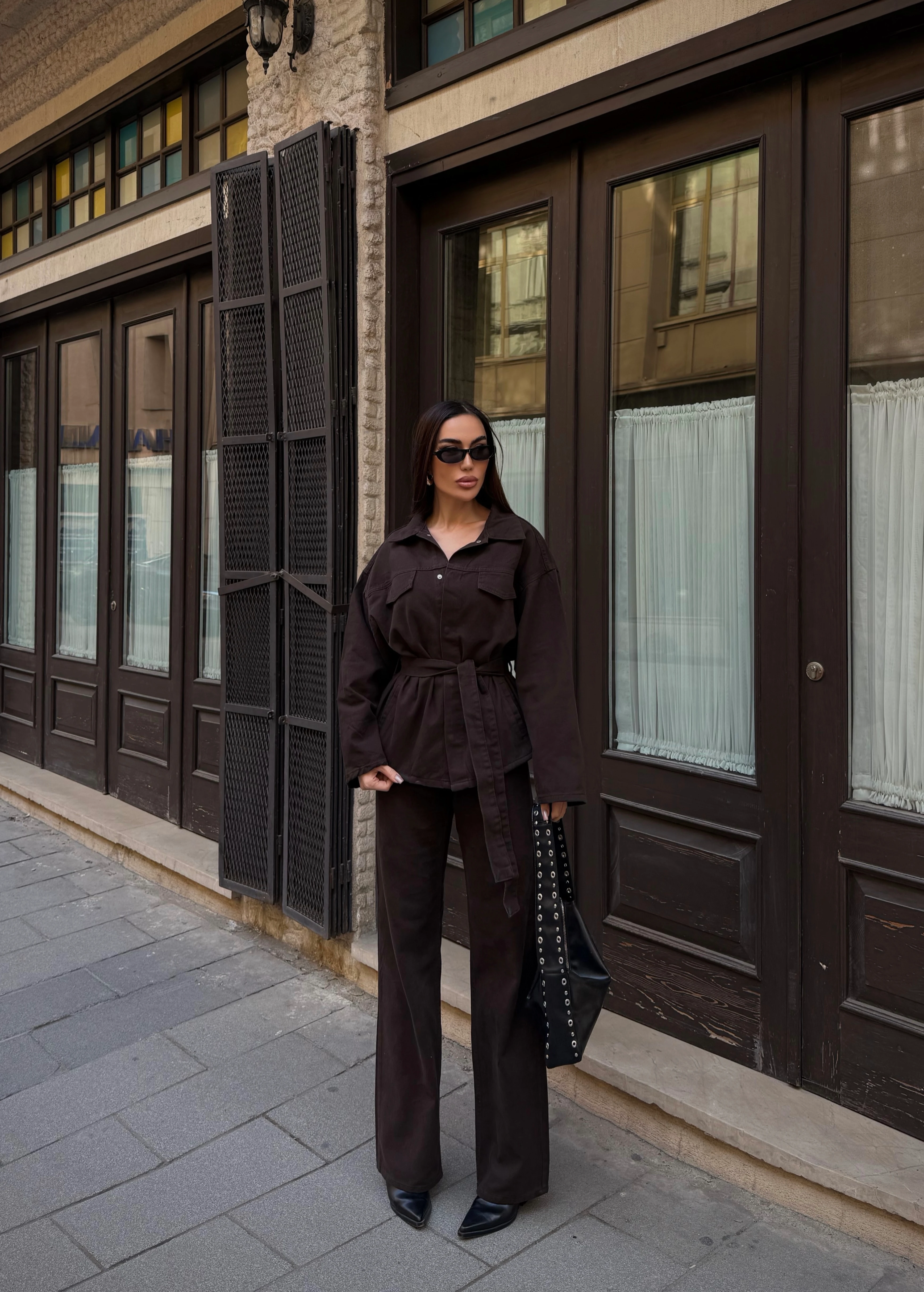 Beli Kuşaklı Ceket Ve Pantolon Gabardin Takım