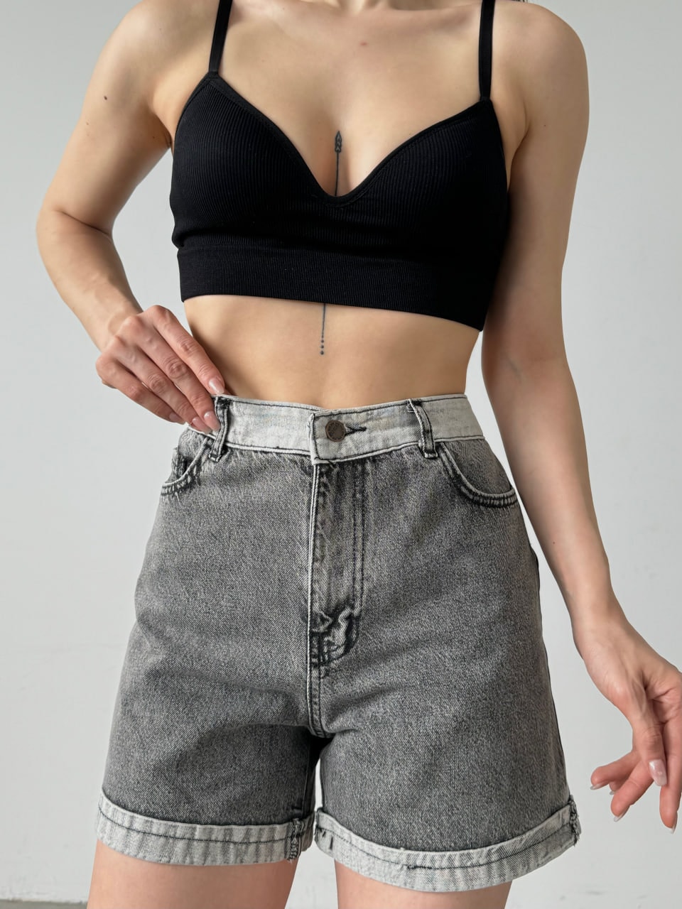 Duble Paça Yıkamalı Denim Şort - Görsel 3