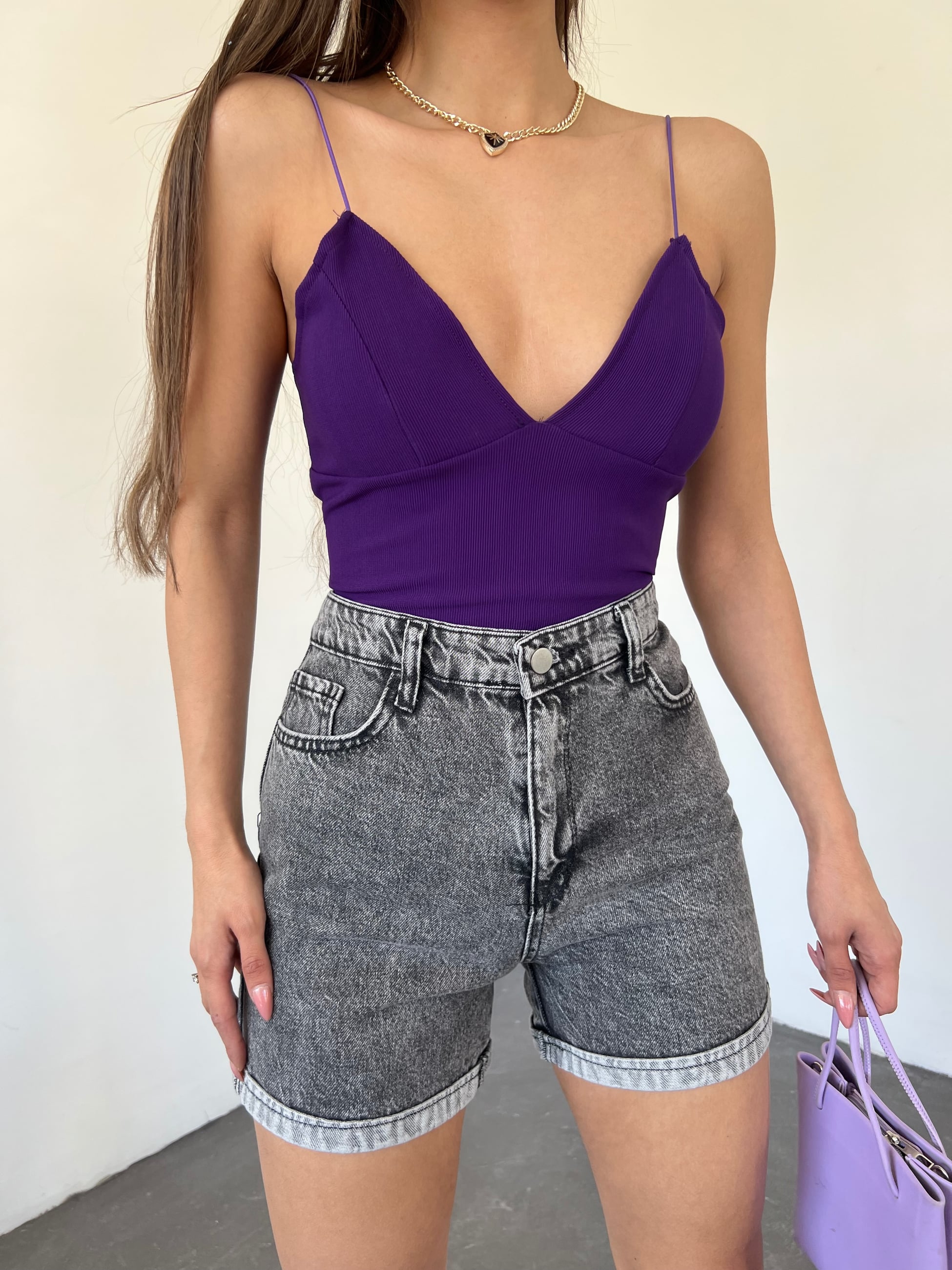 Duble Paça Yıkamalı Denim Şort - Görsel 4