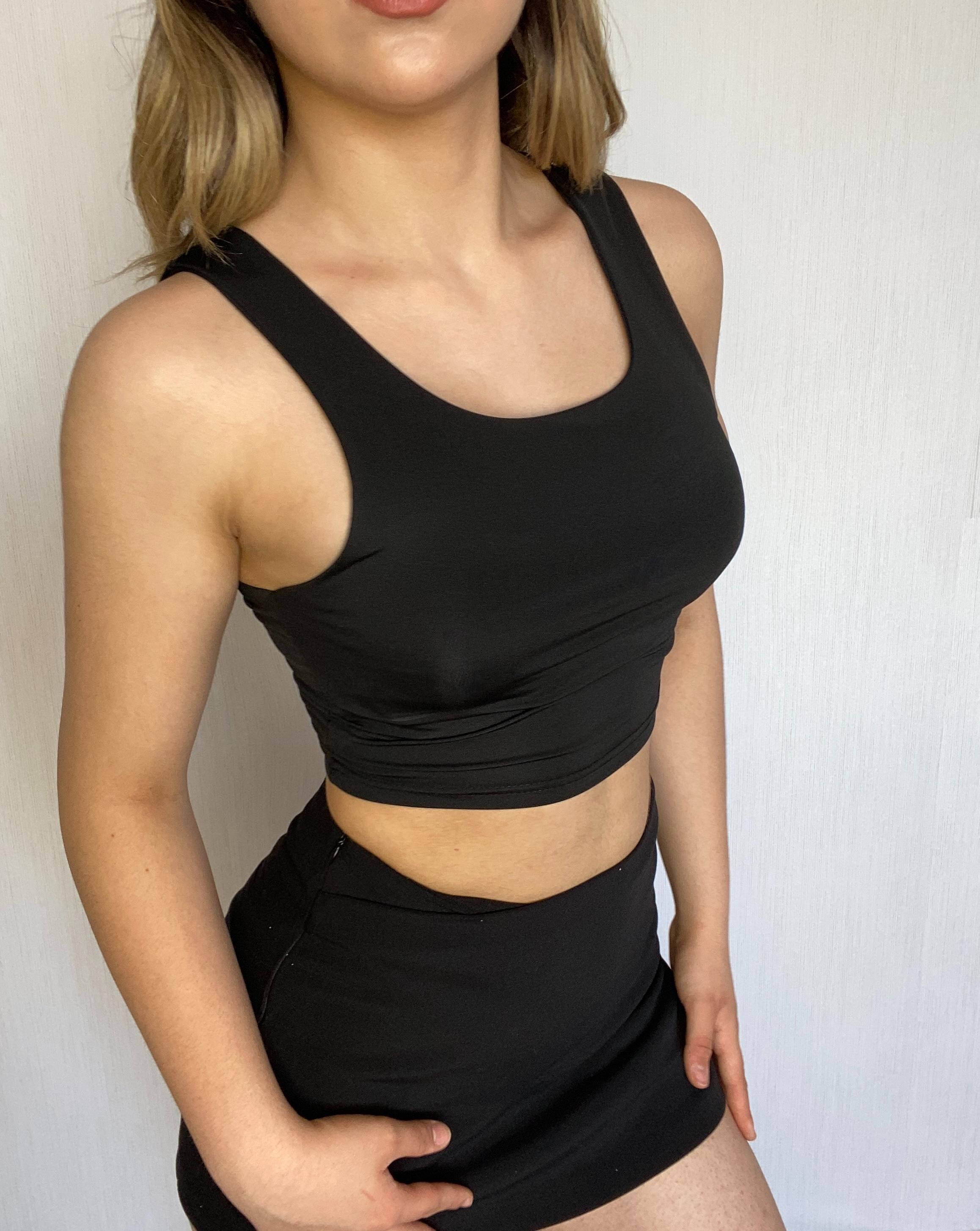 Askılı Crop Buzzy Bluz - BLACK