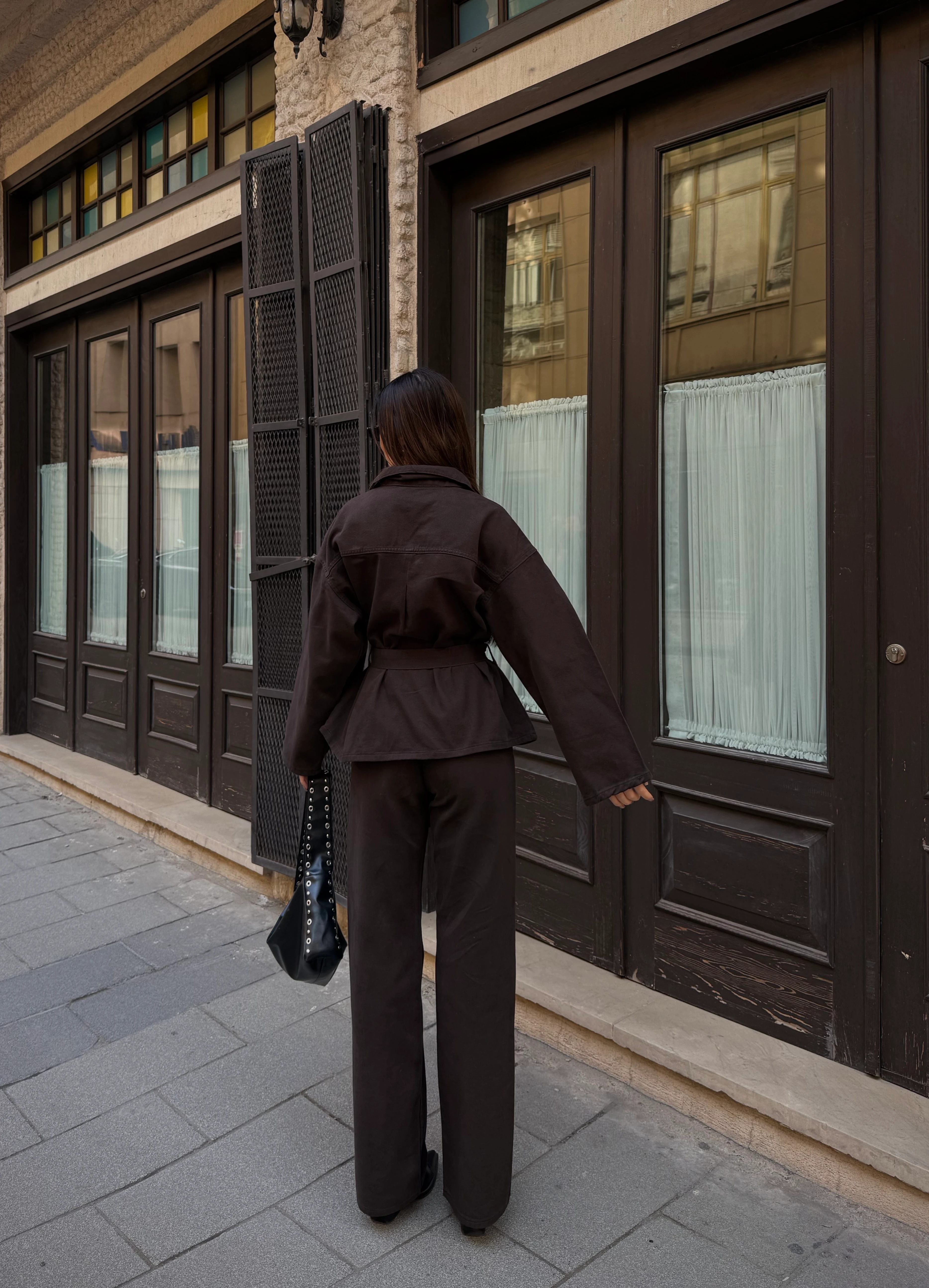 Beli Kuşaklı Ceket Ve Pantolon Gabardin Takım