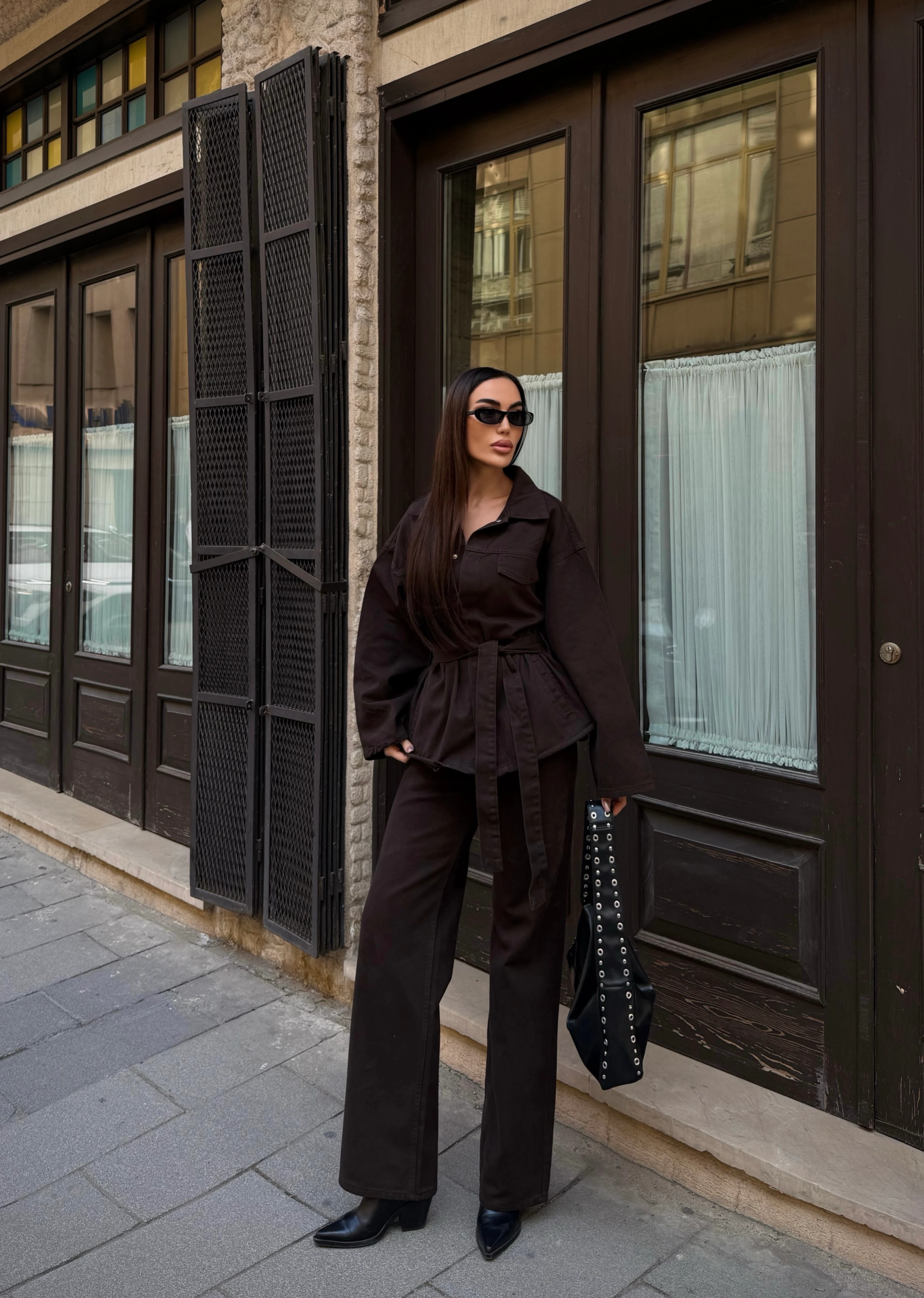 Beli Kuşaklı Ceket Ve Pantolon Gabardin Takım