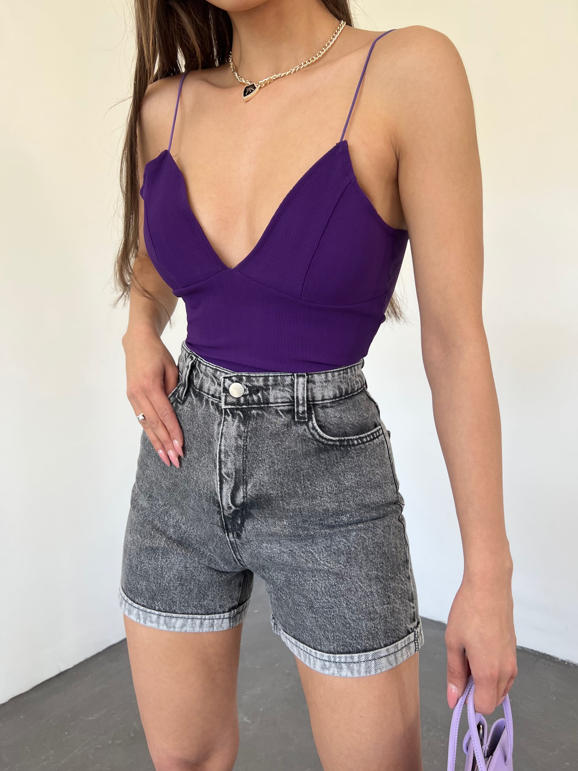 Duble Paça Yıkamalı Denim Şort - Görsel 3