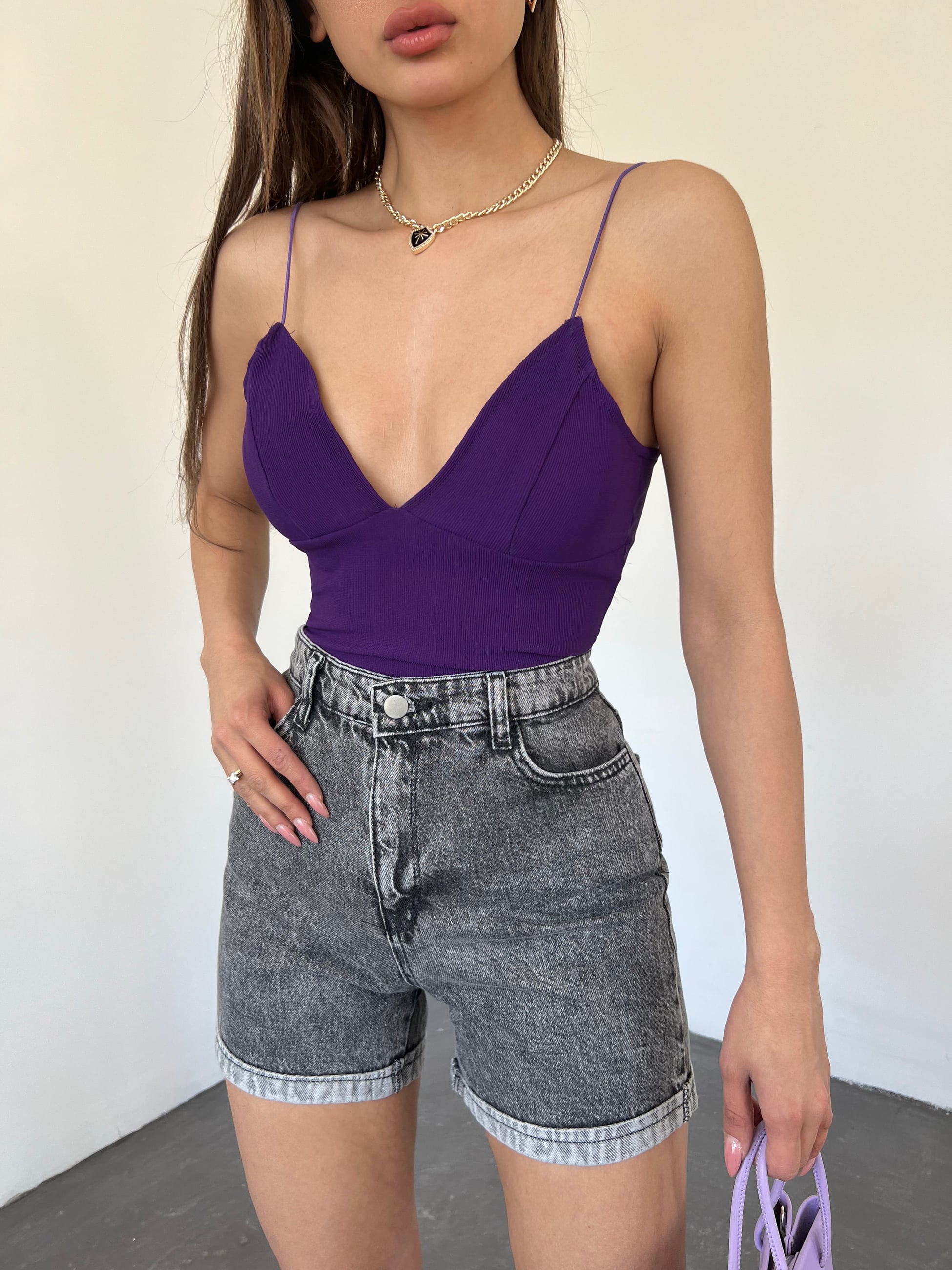 Duble Paça Yıkamalı Denim Şort - Görsel 5