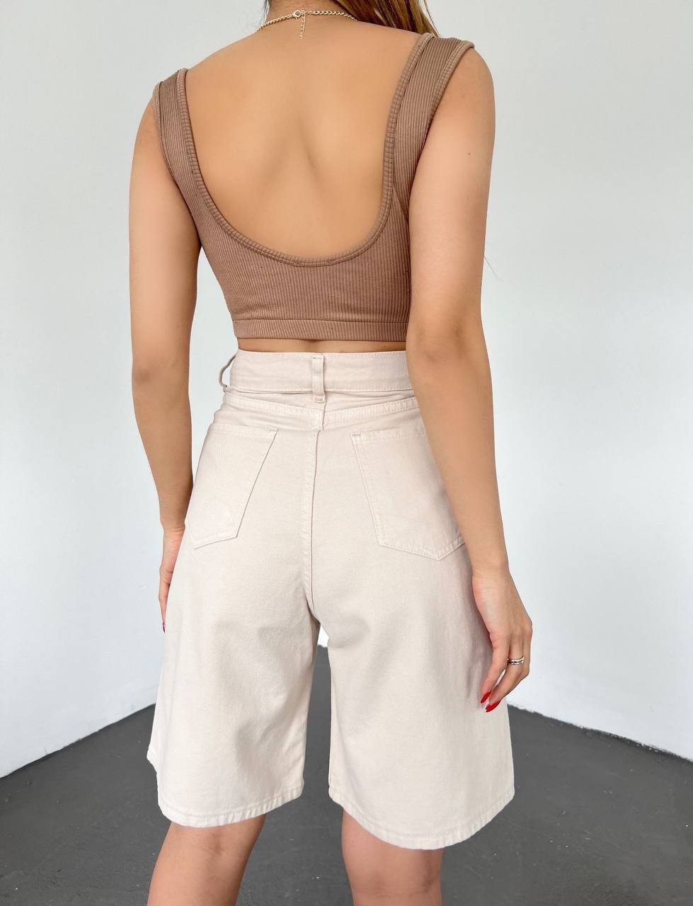Çift Cepli Bermuda Denim Şort