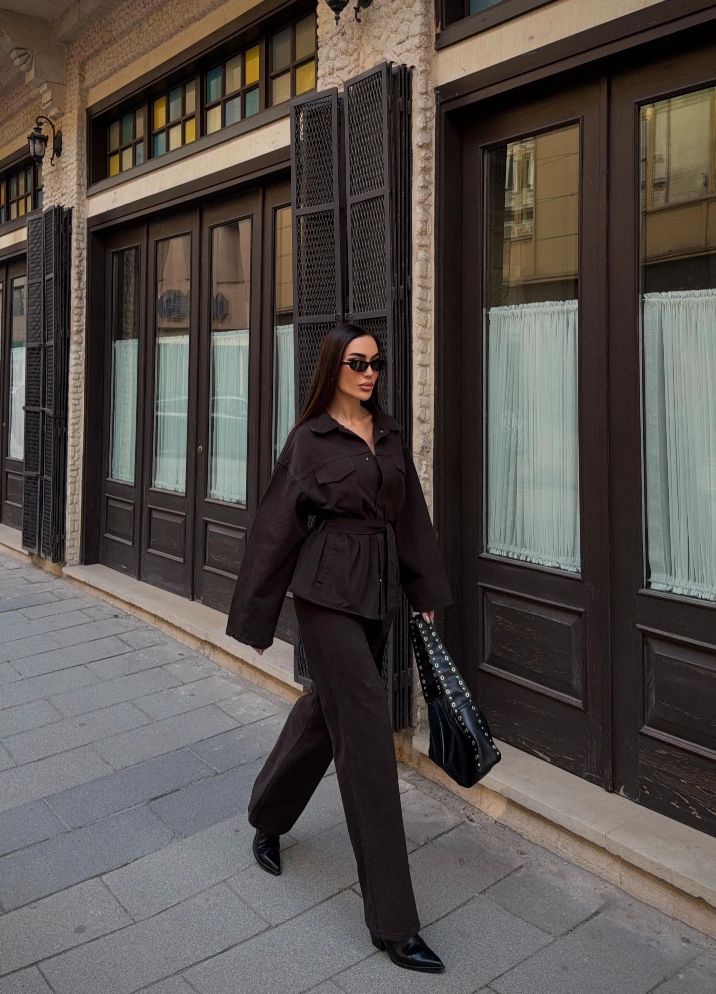 Beli Kuşaklı Ceket Ve Pantolon Gabardin Takım