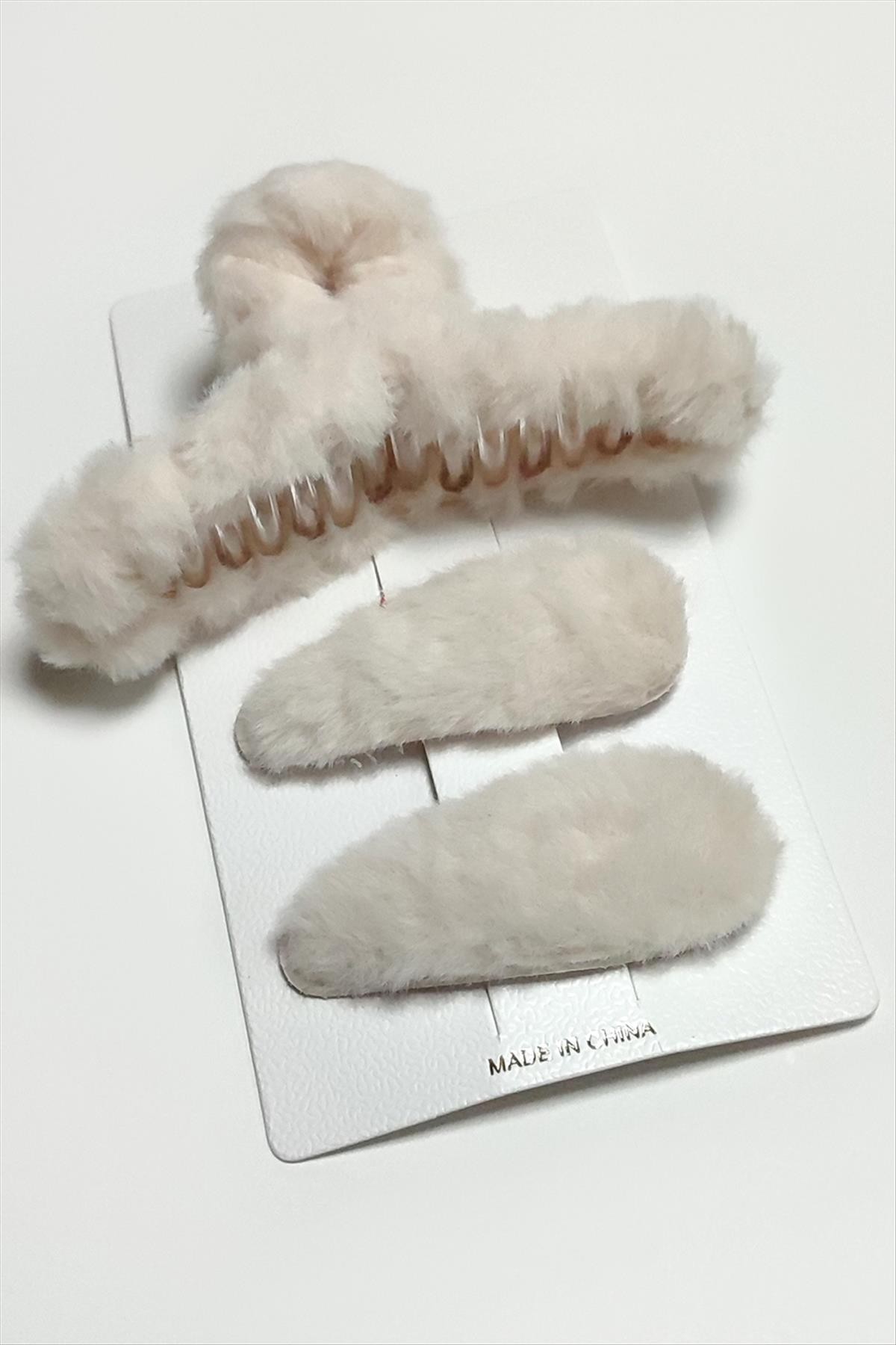 3 Adet Oval Tüylü Renkli Mandal Toka 11 cm