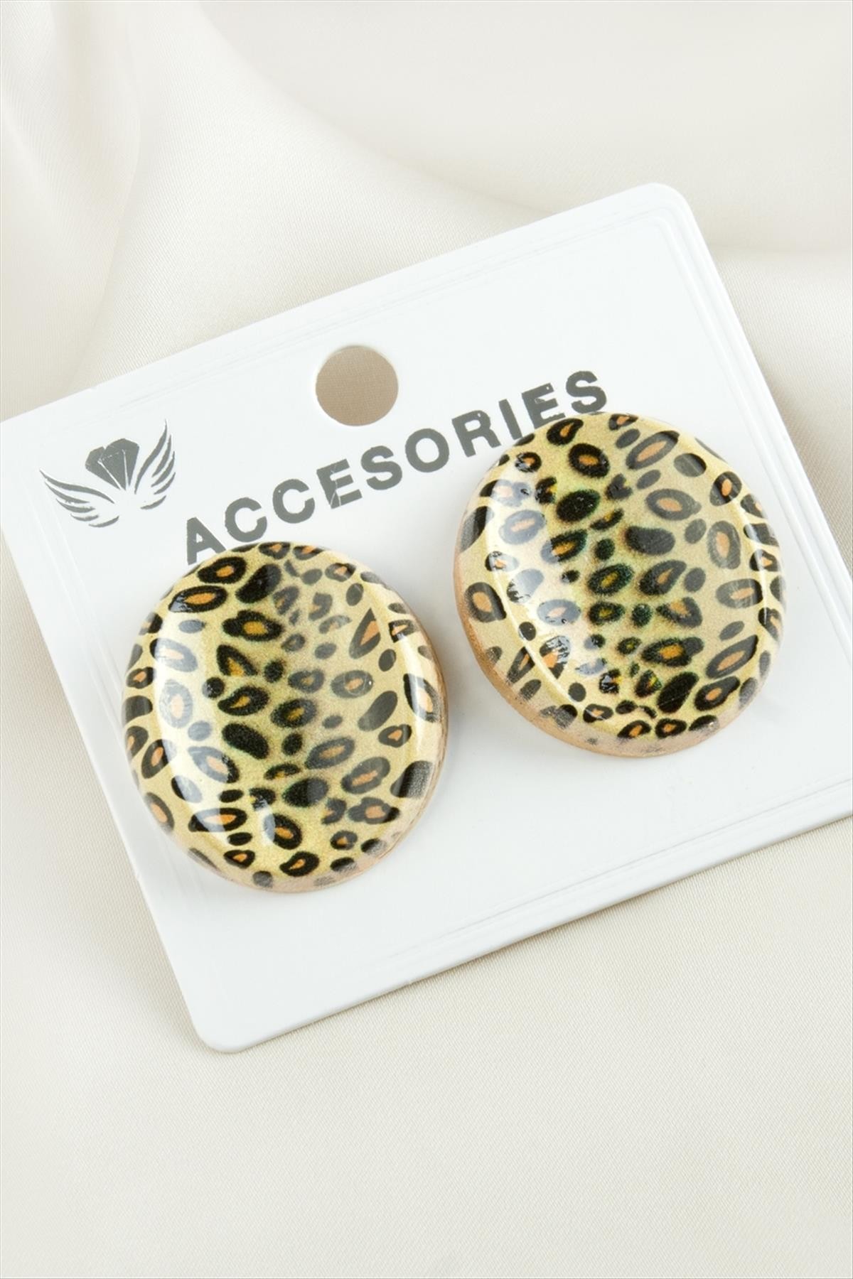 Leopar Desenli Yeni Sezon Metal Küpe