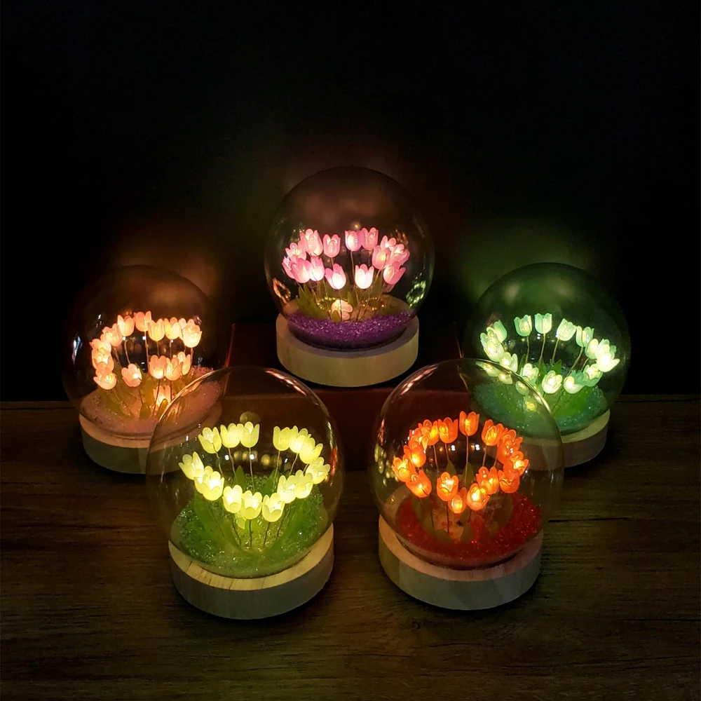  Led Işıklı Lale Cam Fanus 1 ADET