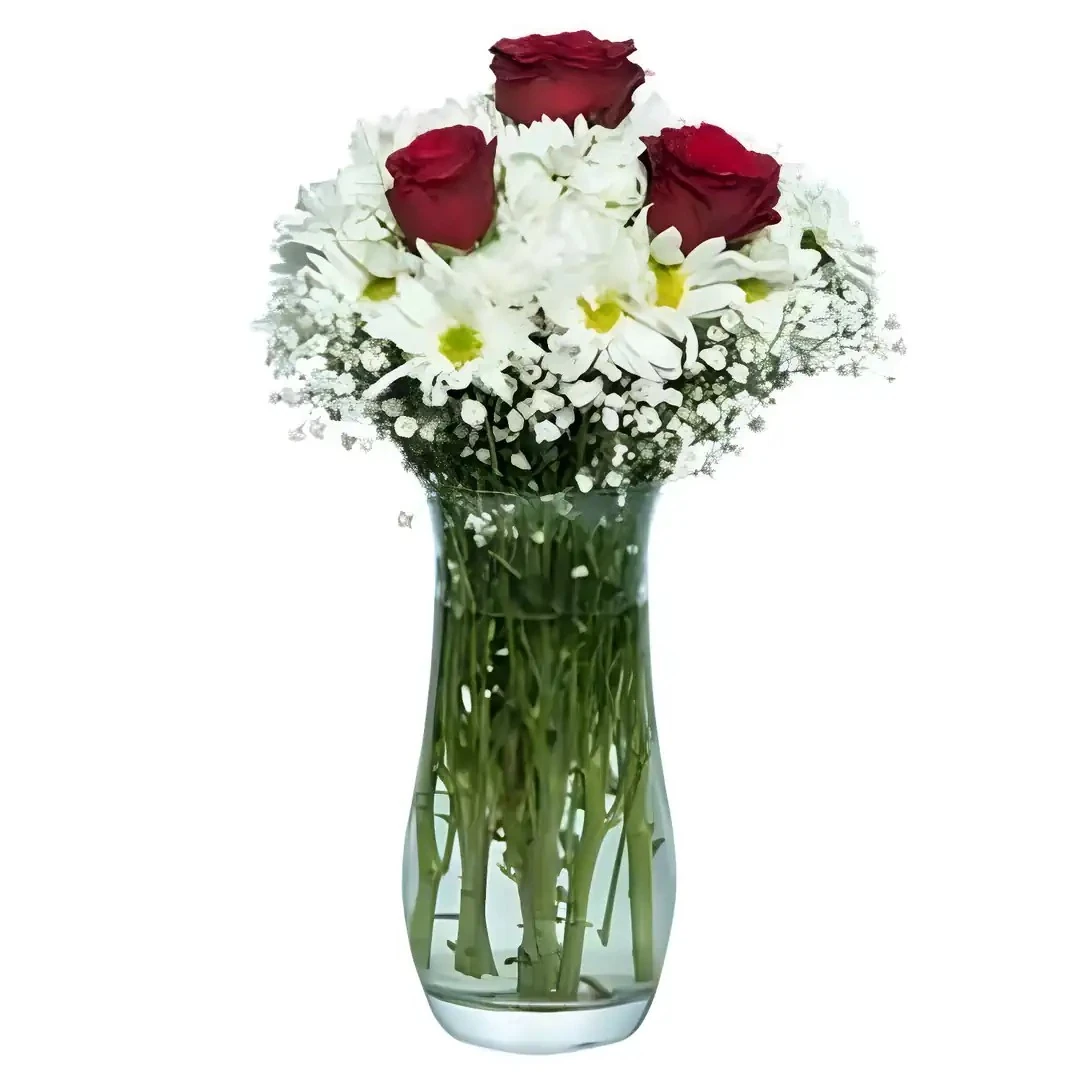 CAM VAZODA 3 GÜLLÜ PAPATYA ARANJMAN