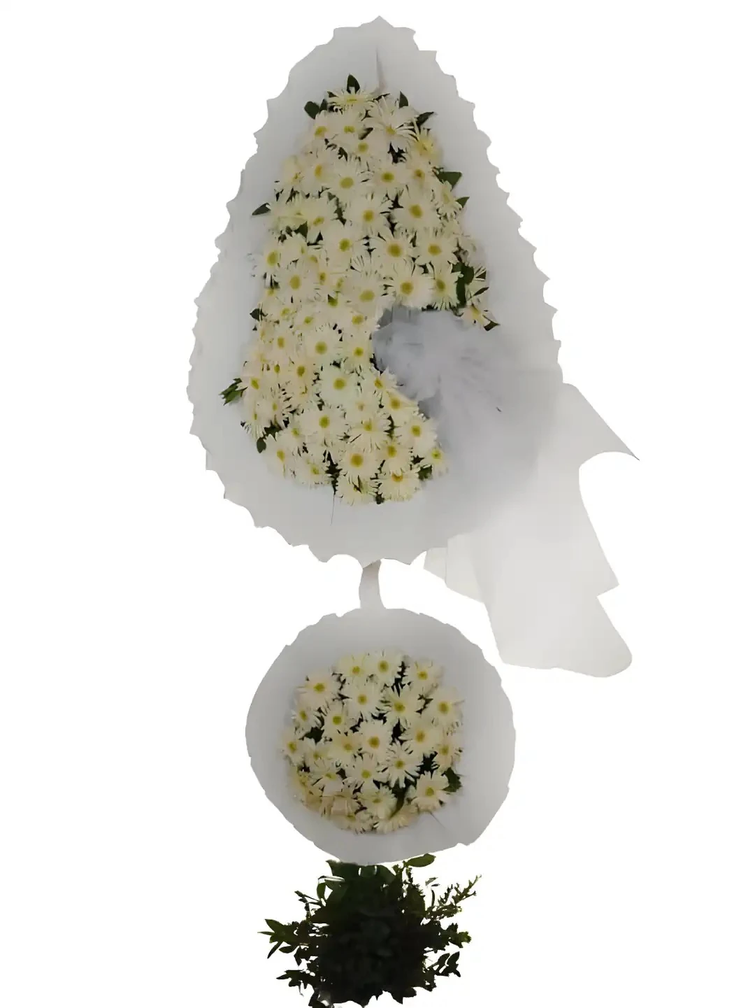 ÇİFTLİ BEYAZ GERBERA ÇELENK