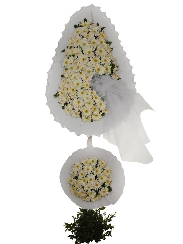 ÇİFTLİ BEYAZ GERBERA ÇELENK
