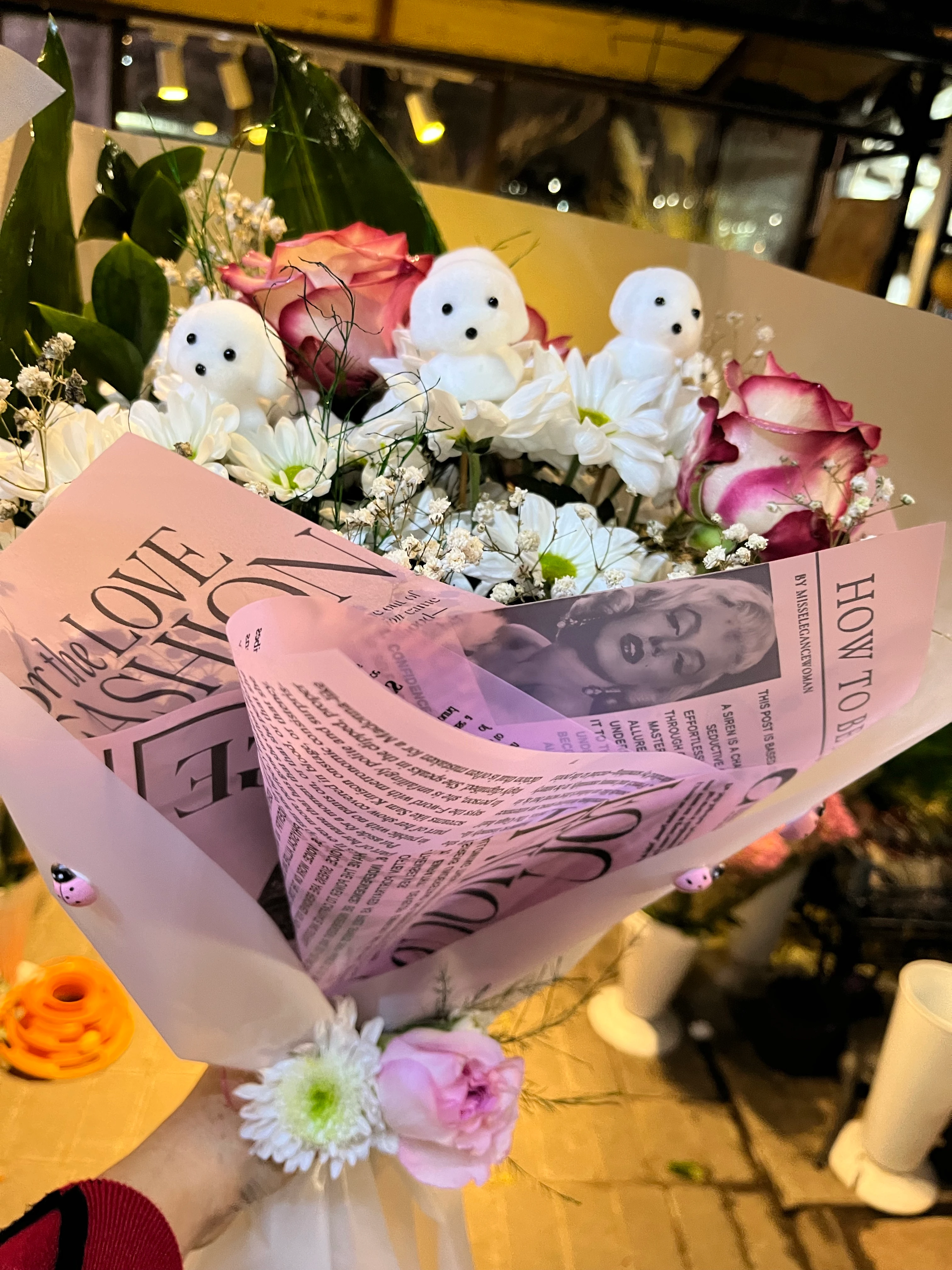 3 Güllü Papatya Buketi