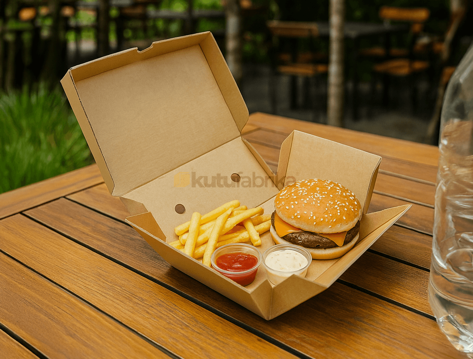 (Lansman Ürünü) 22x15x11 Yenilikçi Hamburger Menü Kutusu