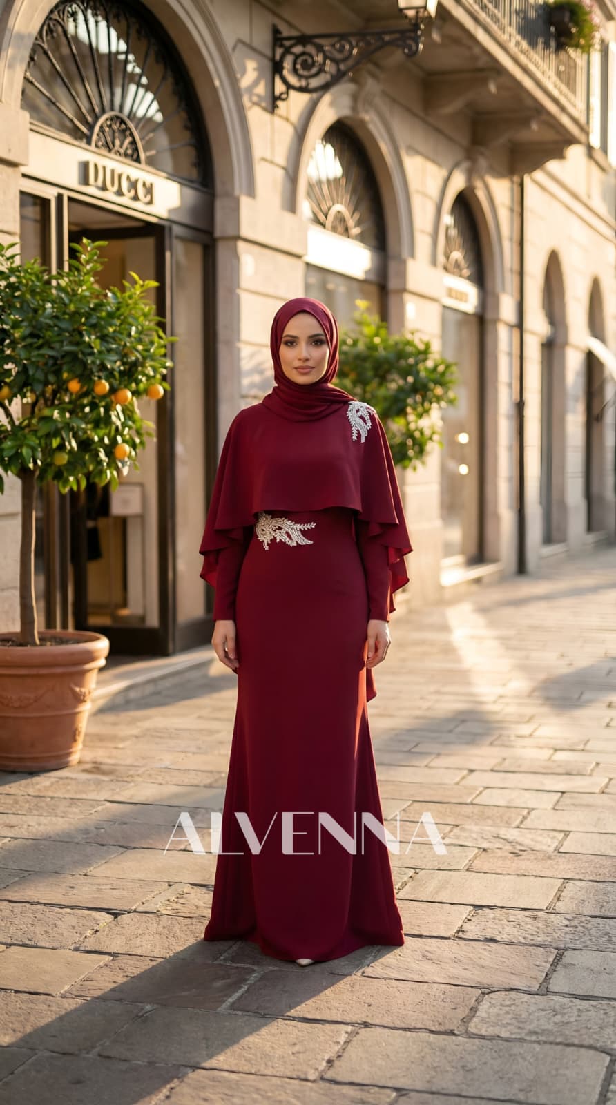 A2223 Asude Tesettür Abiye | Bordo