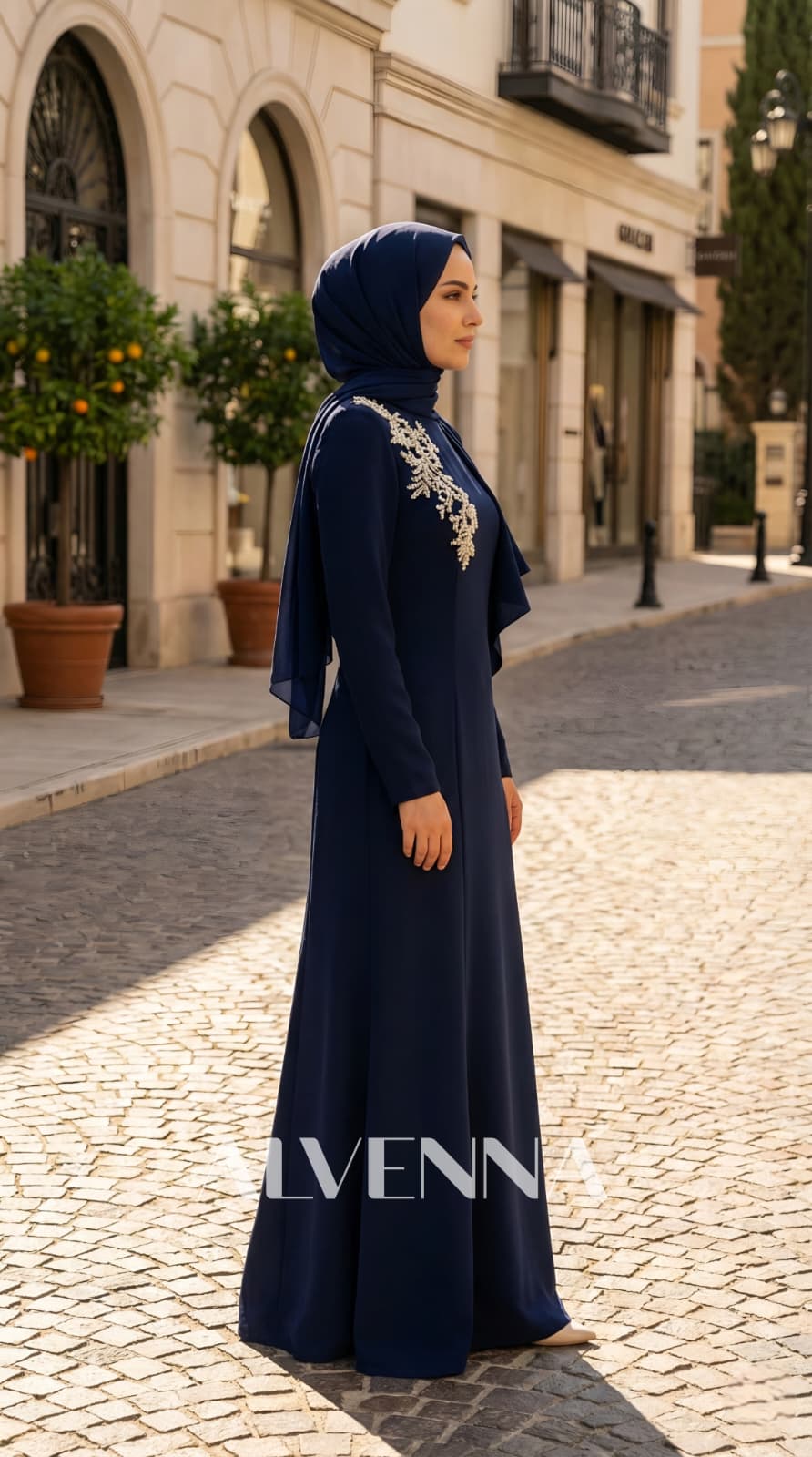 A2215 Ahenk Tesettür Abiye | Lacivert