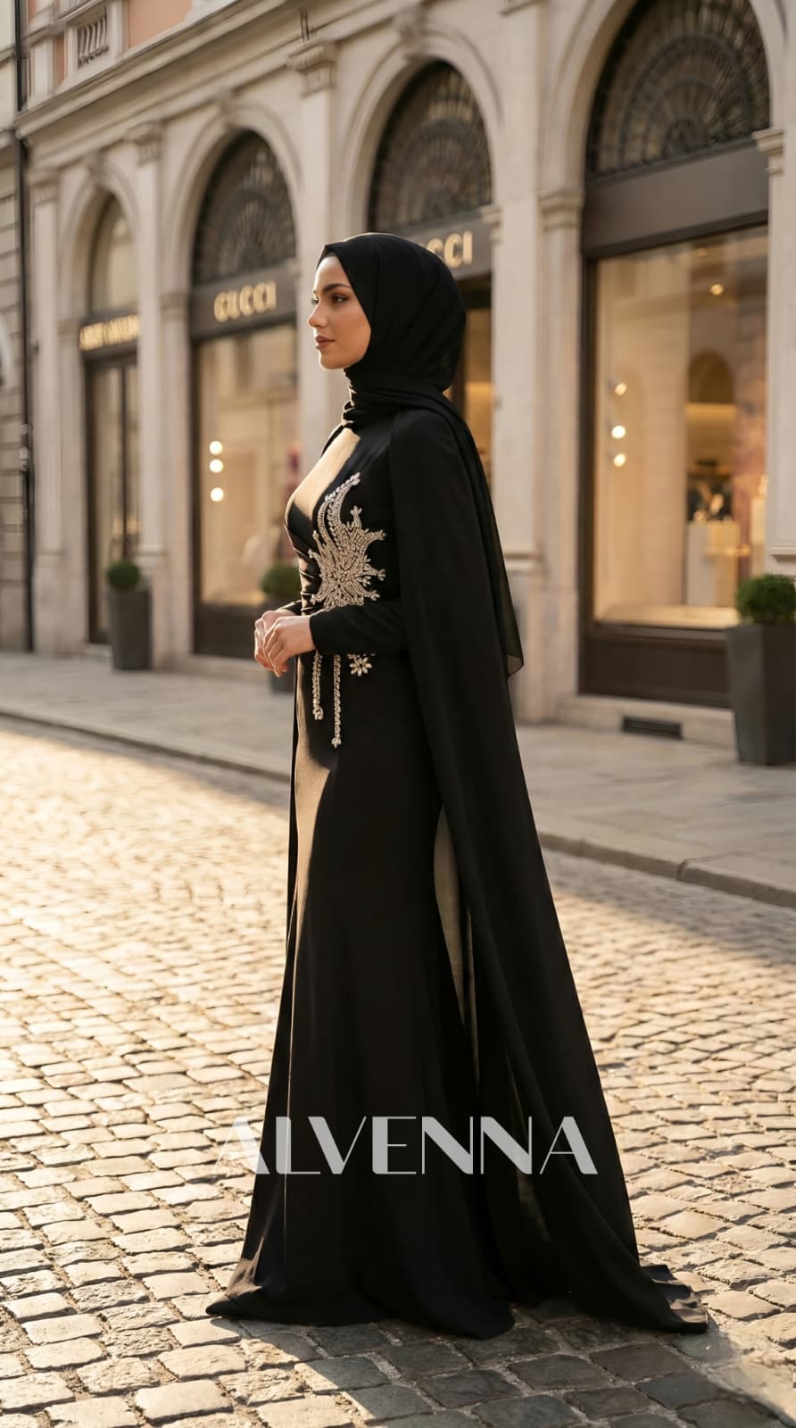 A2210 Hürrem Tesettür Abiye | Siyah 