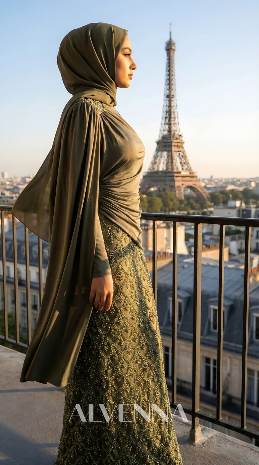 A2241 Bahar Tesettür Abiye | Haki