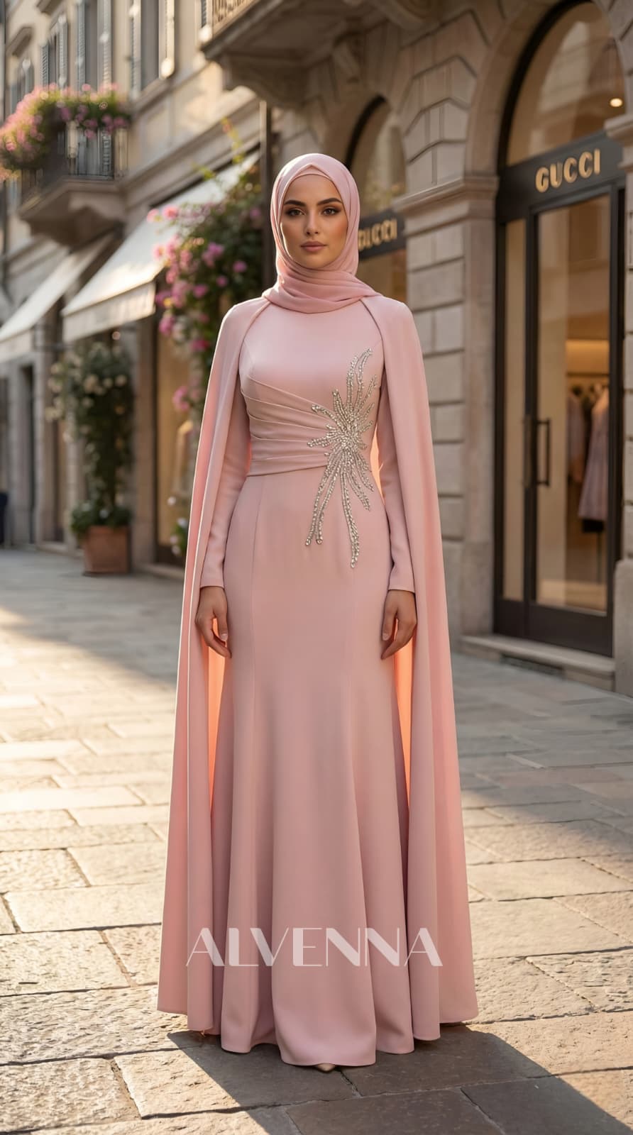 A2210 Hürrem Tesettür Abiye | Pudra