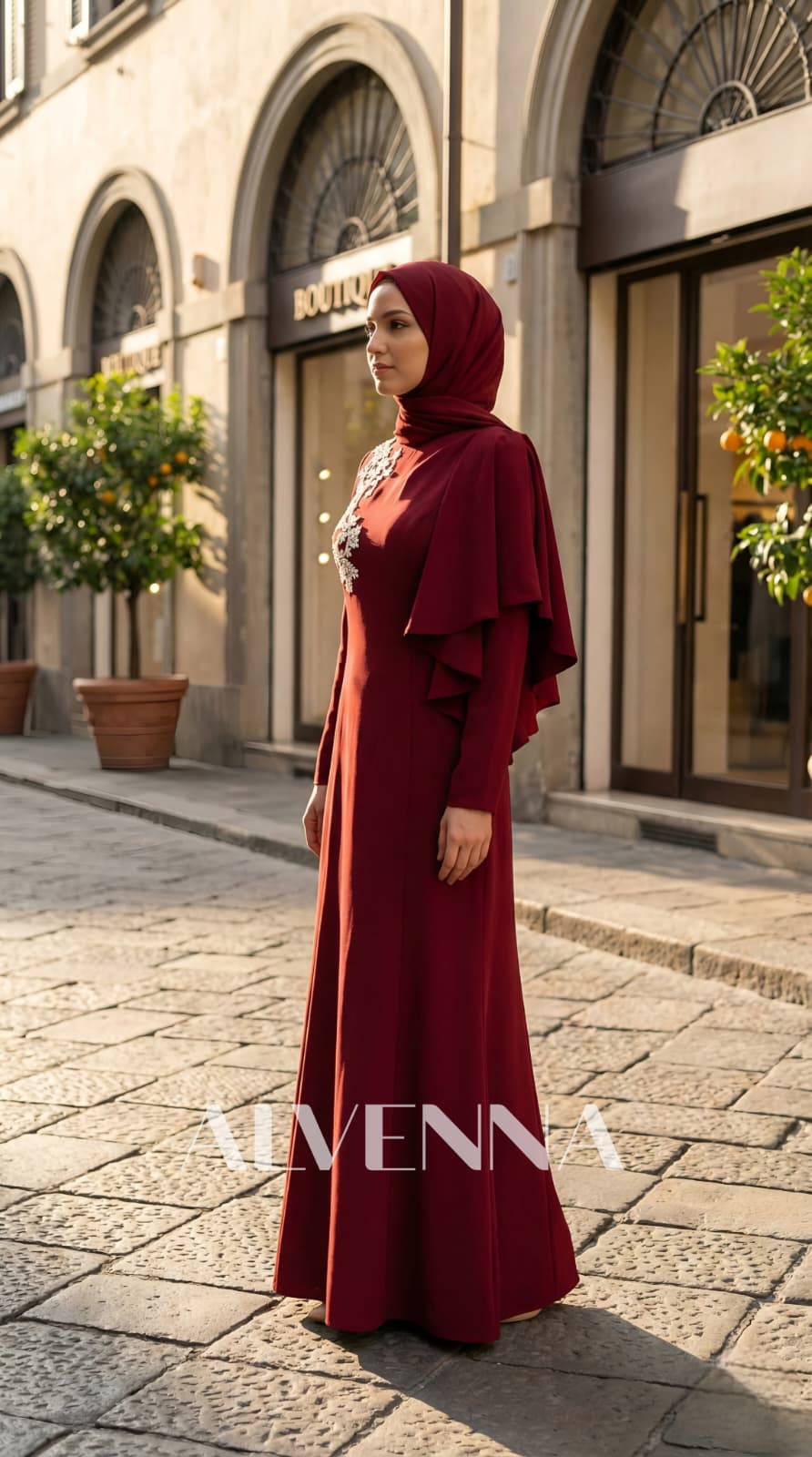 A2215 Ahenk Tesettür Abiye | Bordo