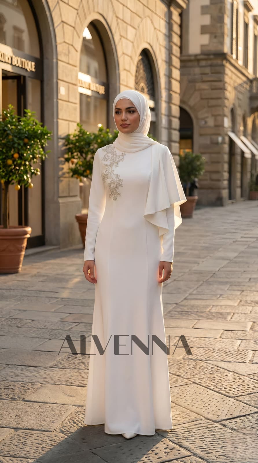 A2215 Ahenk Tesettür Abiye | Beyaz