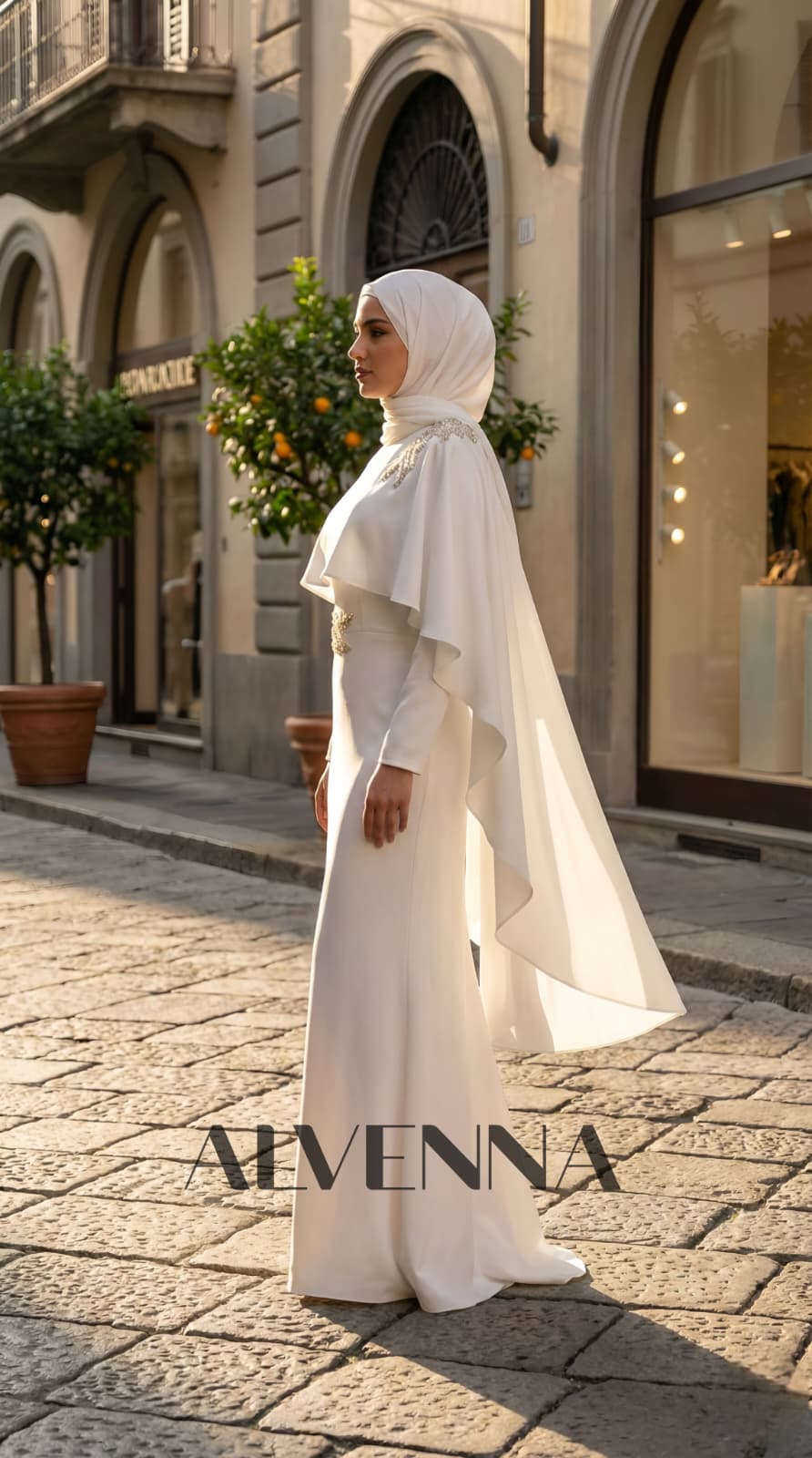 A2223 Asude Tesettür Abiye | Beyaz