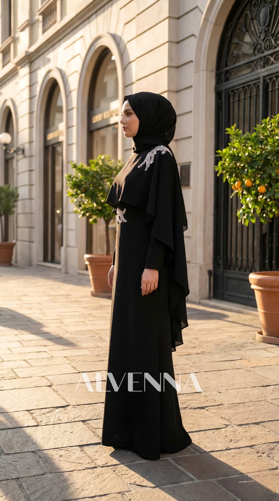 A2223 Asude Tesettür Abiye | Siyah