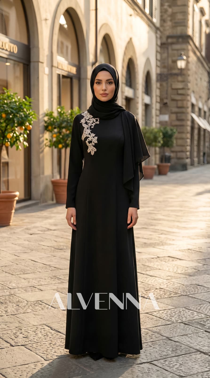 A2215 Ahenk Tesettür Abiye | Siyah