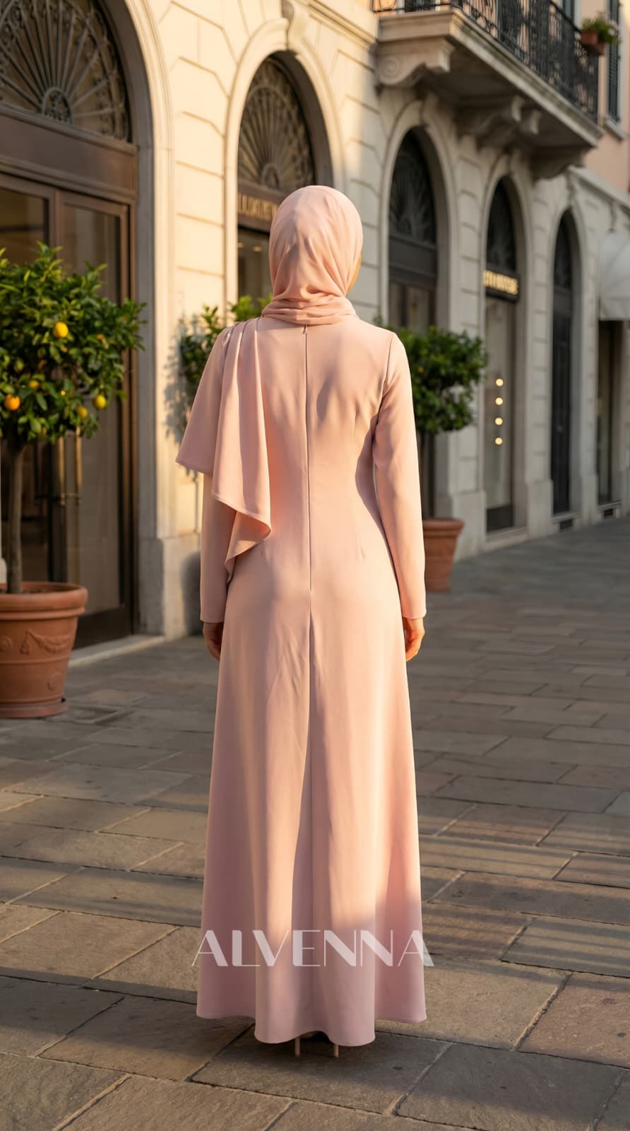 A2215 Ahenk Tesettür Abiye | Pudra