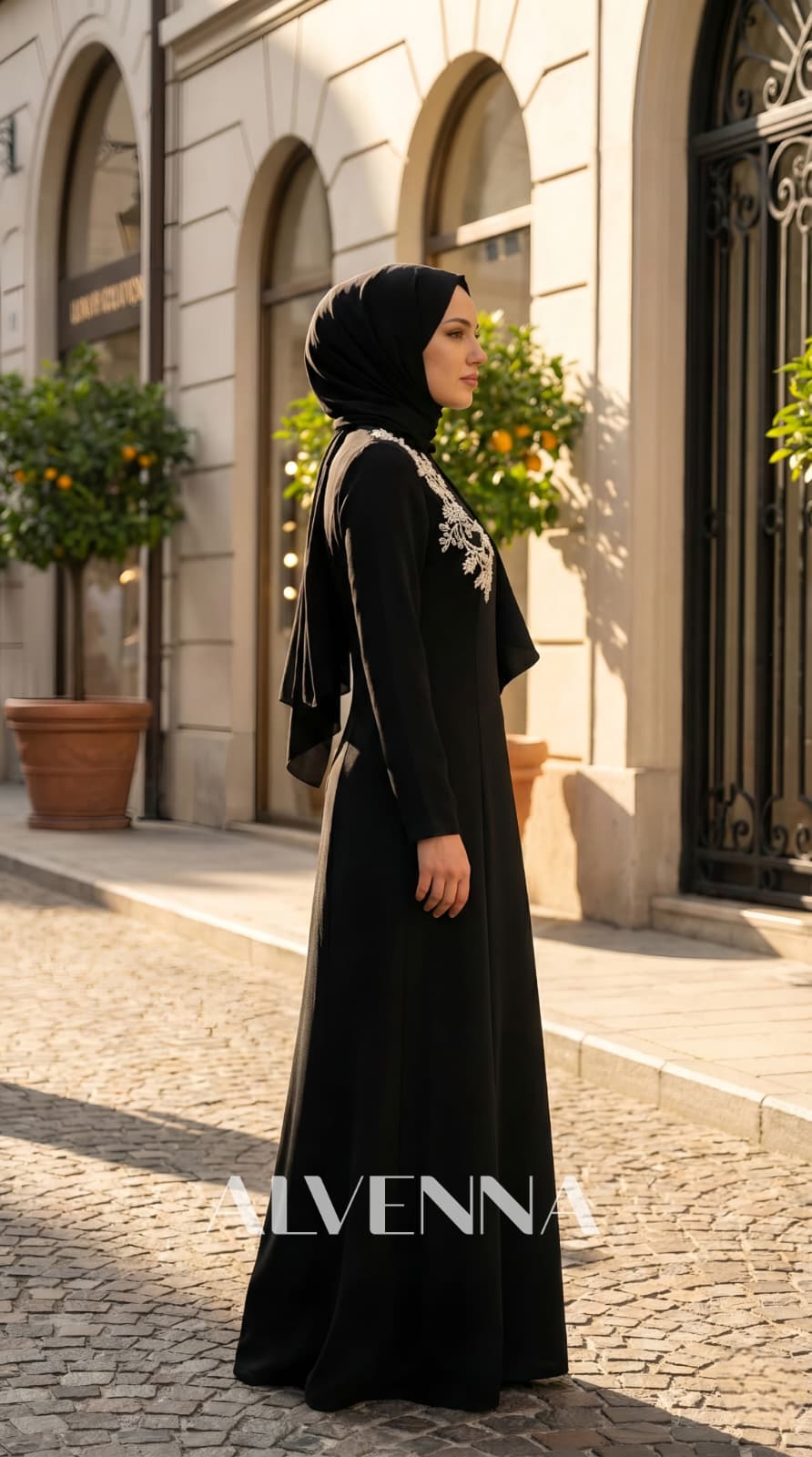 A2215 Ahenk Tesettür Abiye | Siyah