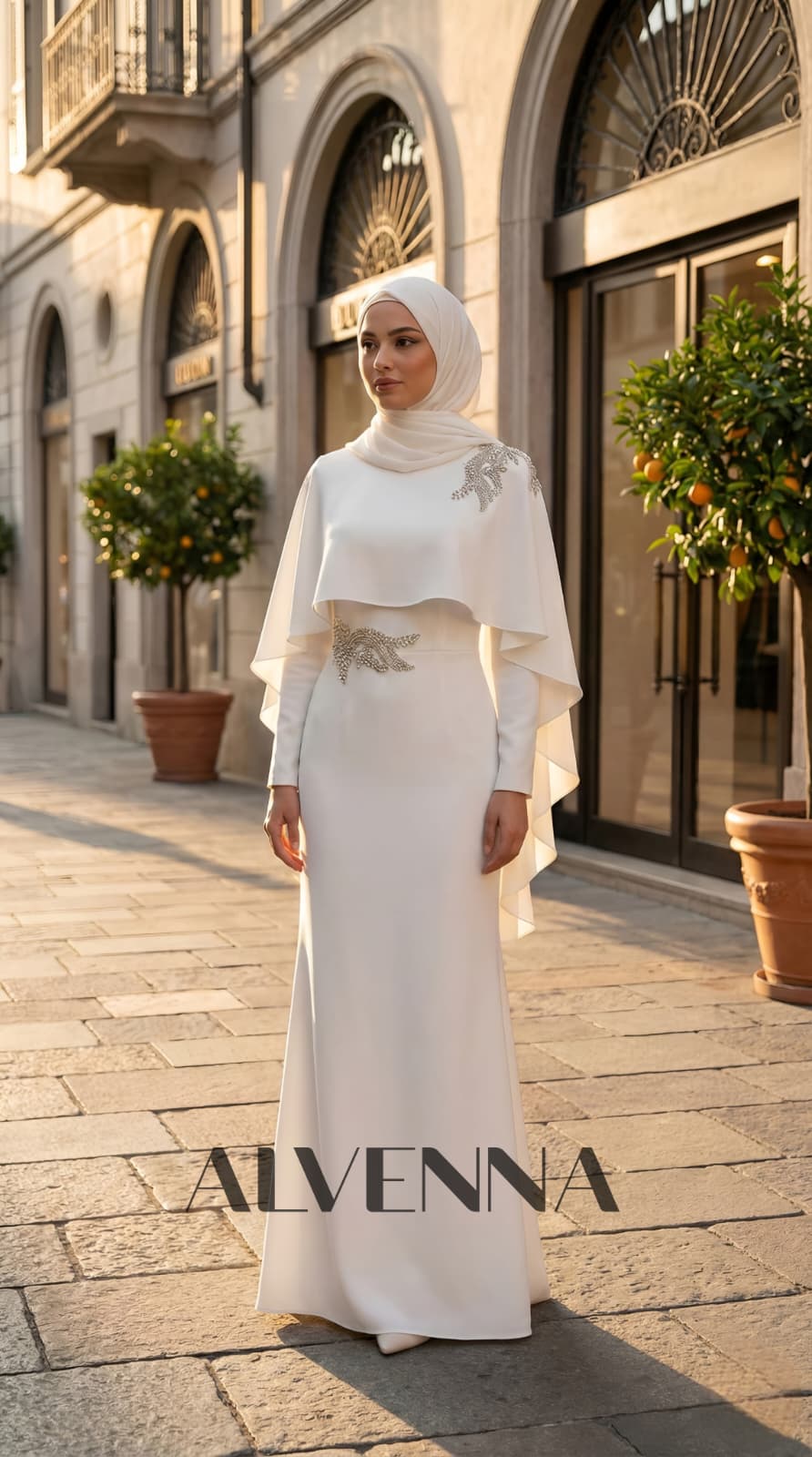 A2223 Asude Tesettür Abiye | Beyaz