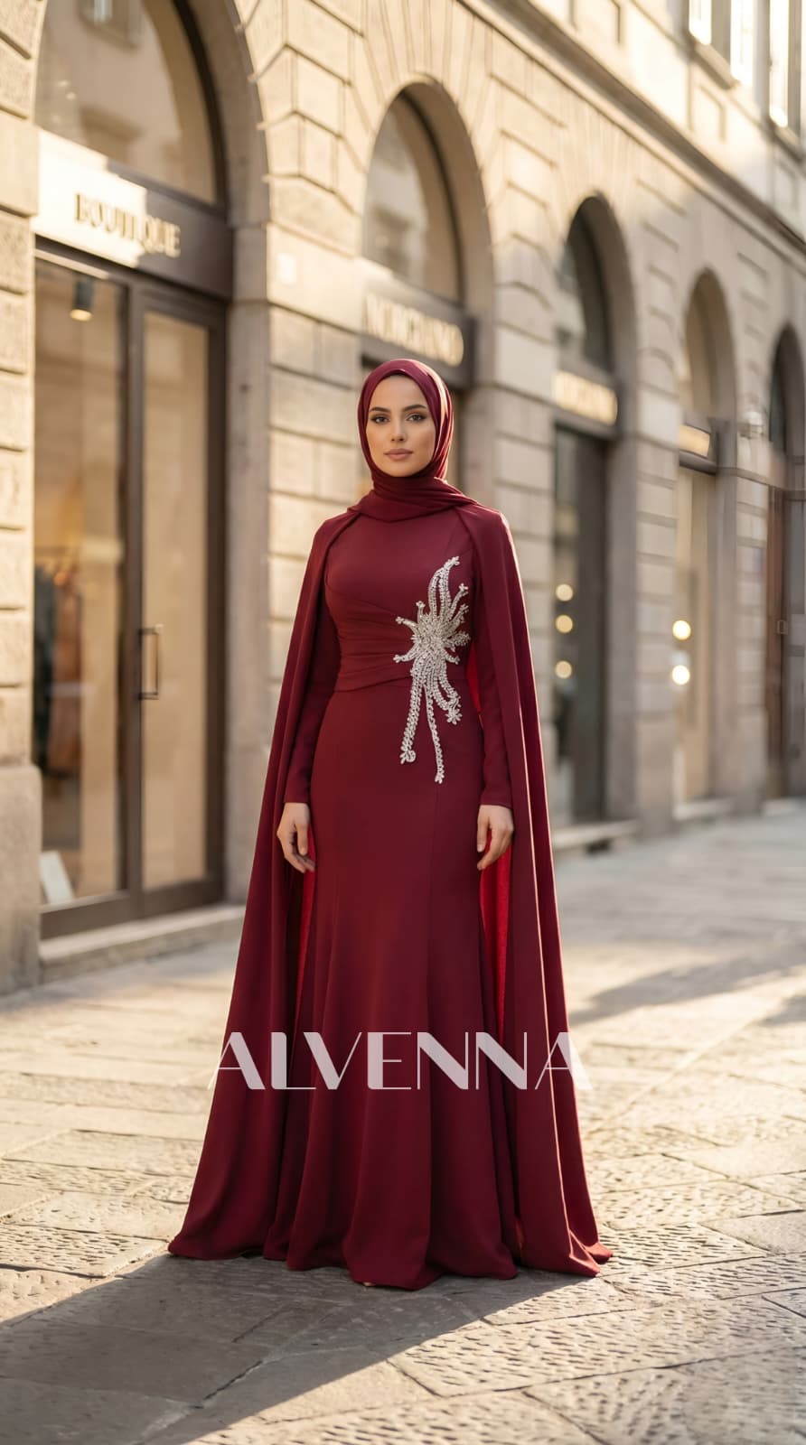 A2210 Hürrem Tesettür Abiye | Bordo 