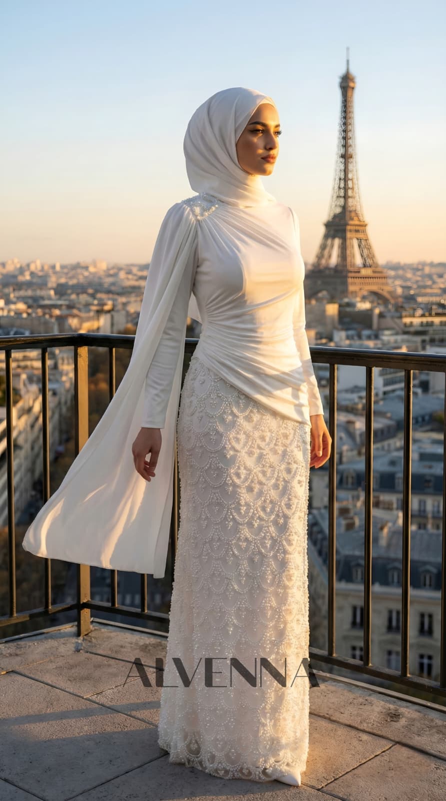 A2241 Bahar Tesettür Abiye | Beyaz