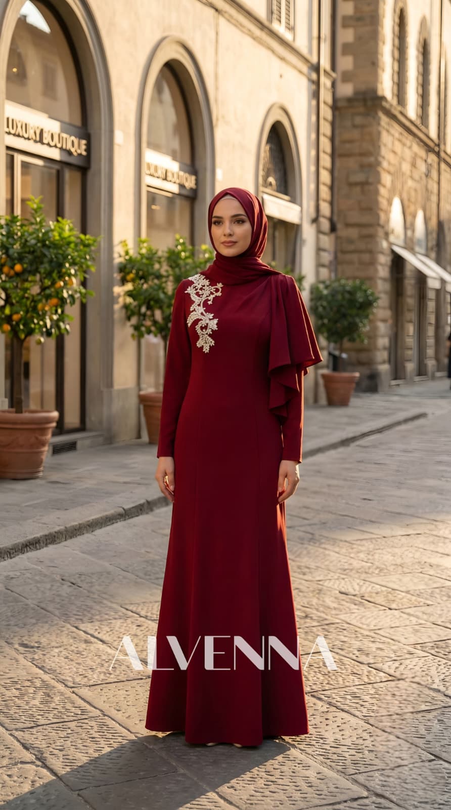 A2215 Ahenk Tesettür Abiye | Bordo