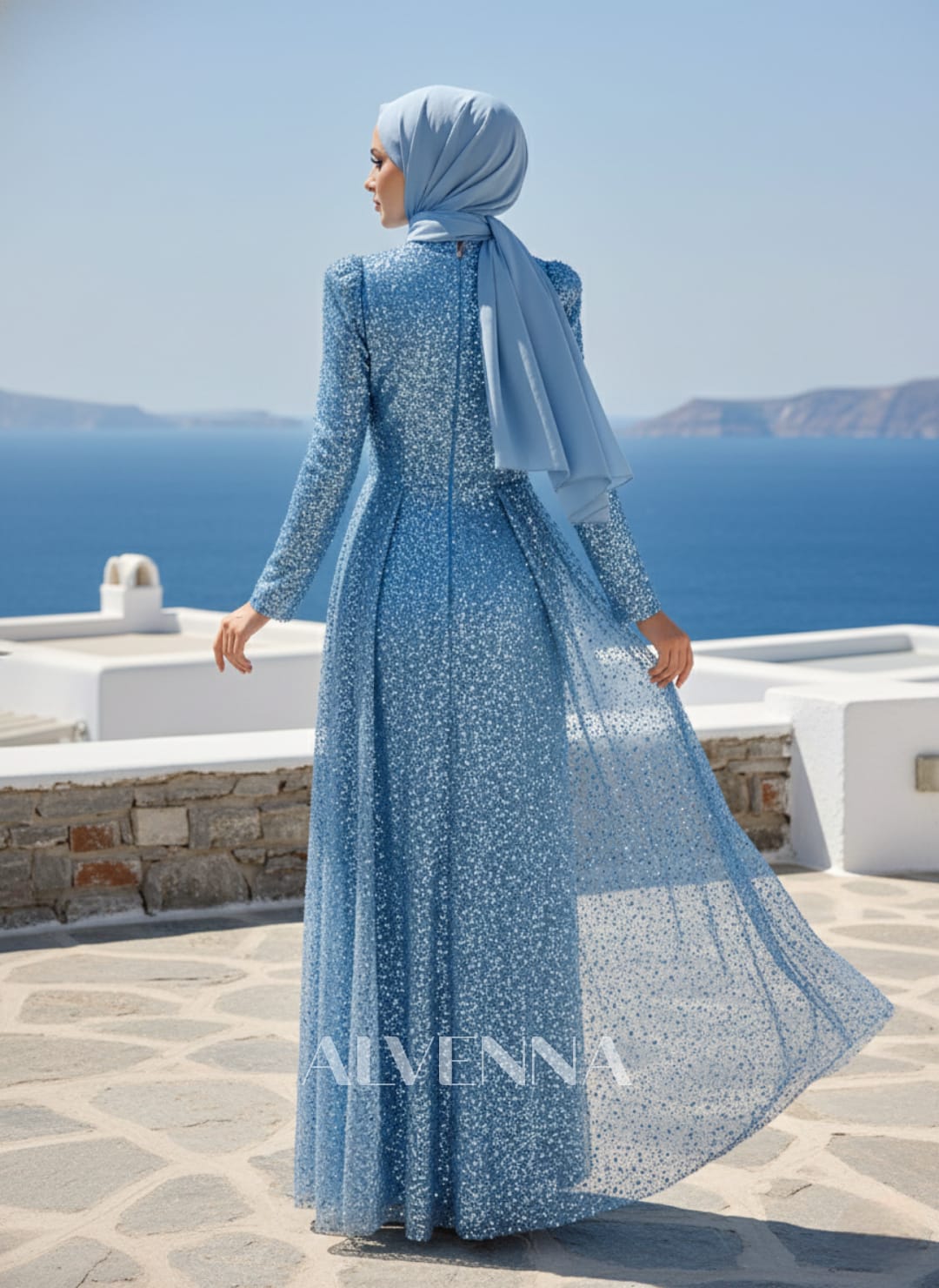 A2212 Filiz Tesettür Abiye | İndigo Mavisi