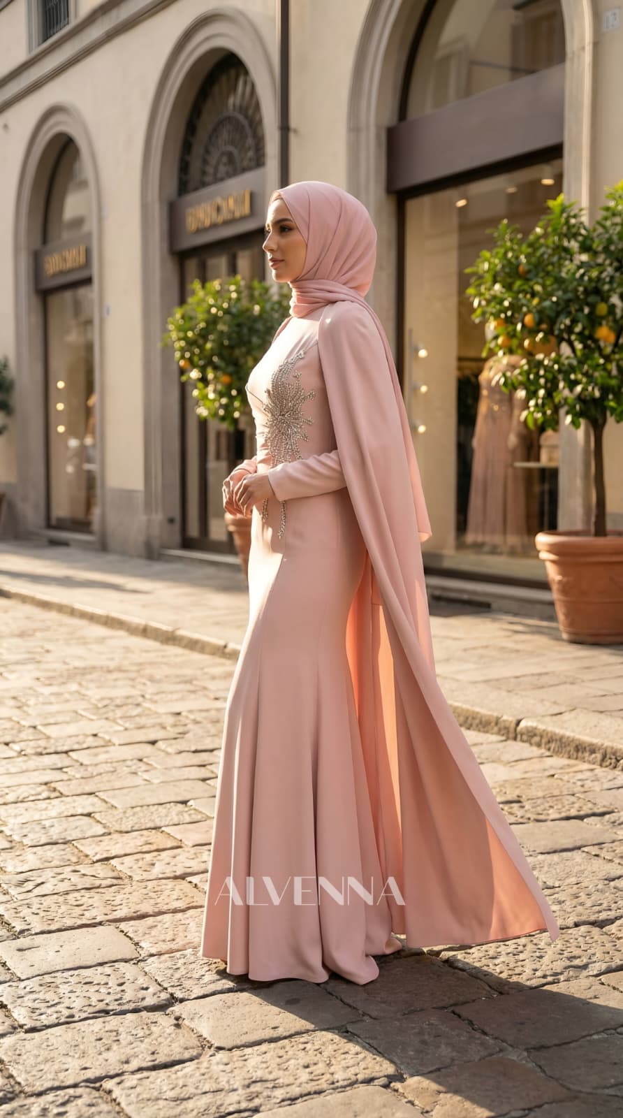 A2210 Hürrem Tesettür Abiye | Pudra