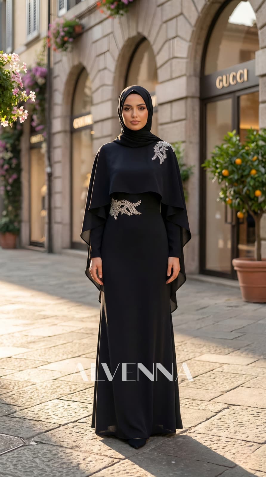 A2223 Asude Tesettür Abiye | Siyah