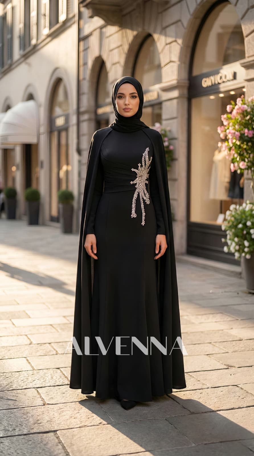 A2210 Hürrem Tesettür Abiye | Siyah 