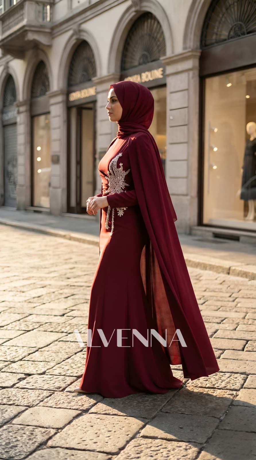 A2210 Hürrem Tesettür Abiye | Bordo 