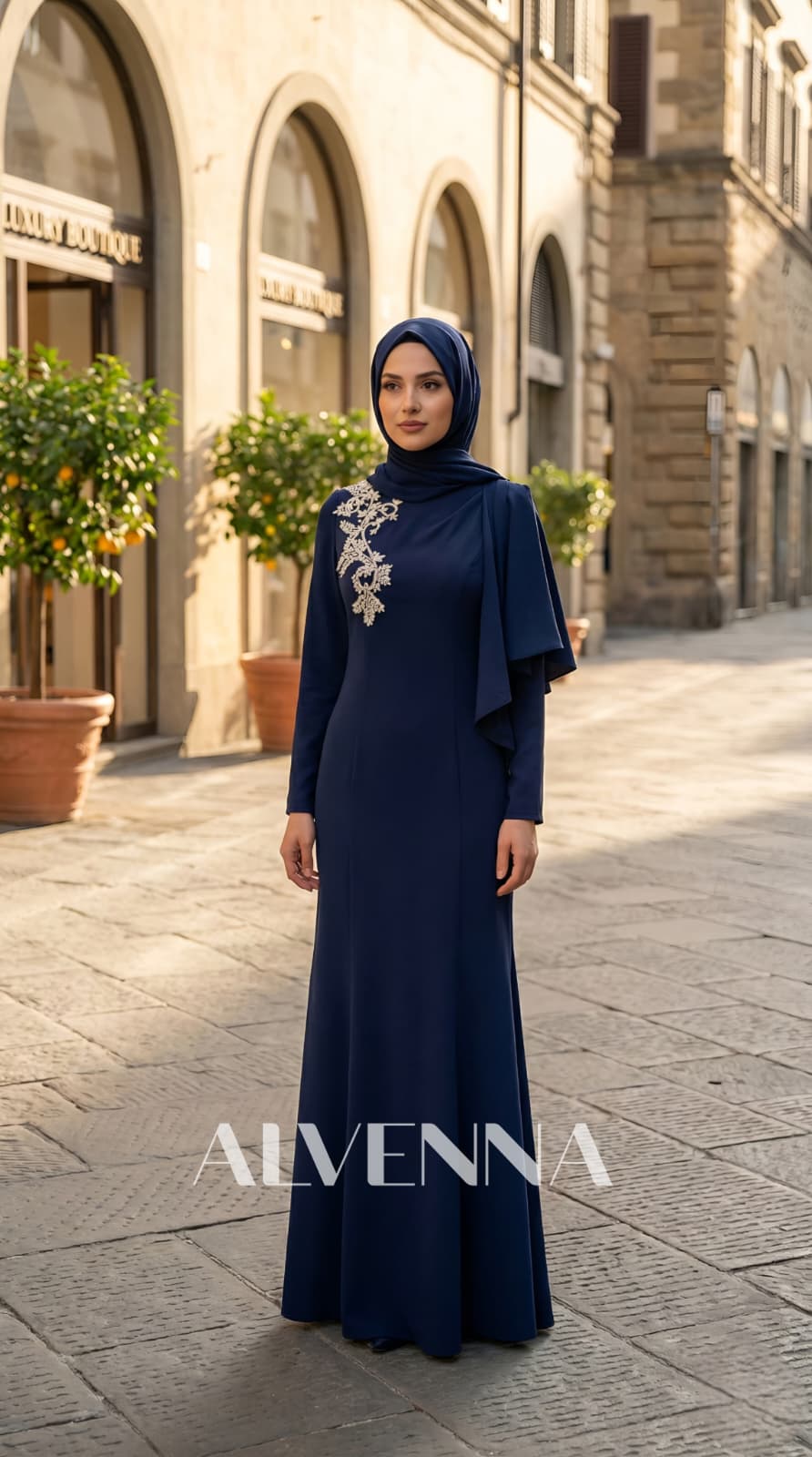 A2215 Ahenk Tesettür Abiye | Lacivert