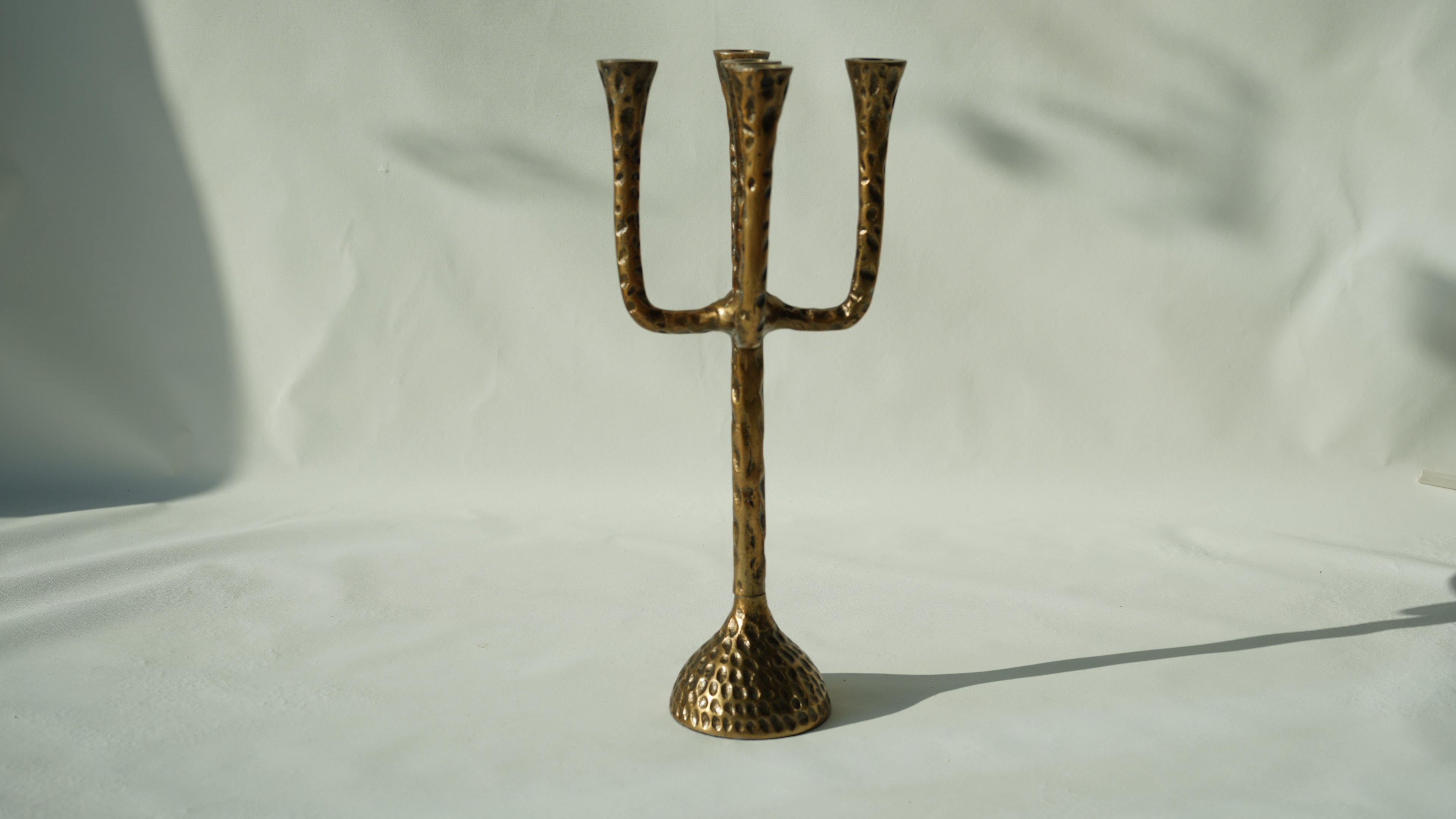 CACTUS SMALL CANDLE STAND 5  LIGHTS ANTIGUE GOLD ŞAMDAN