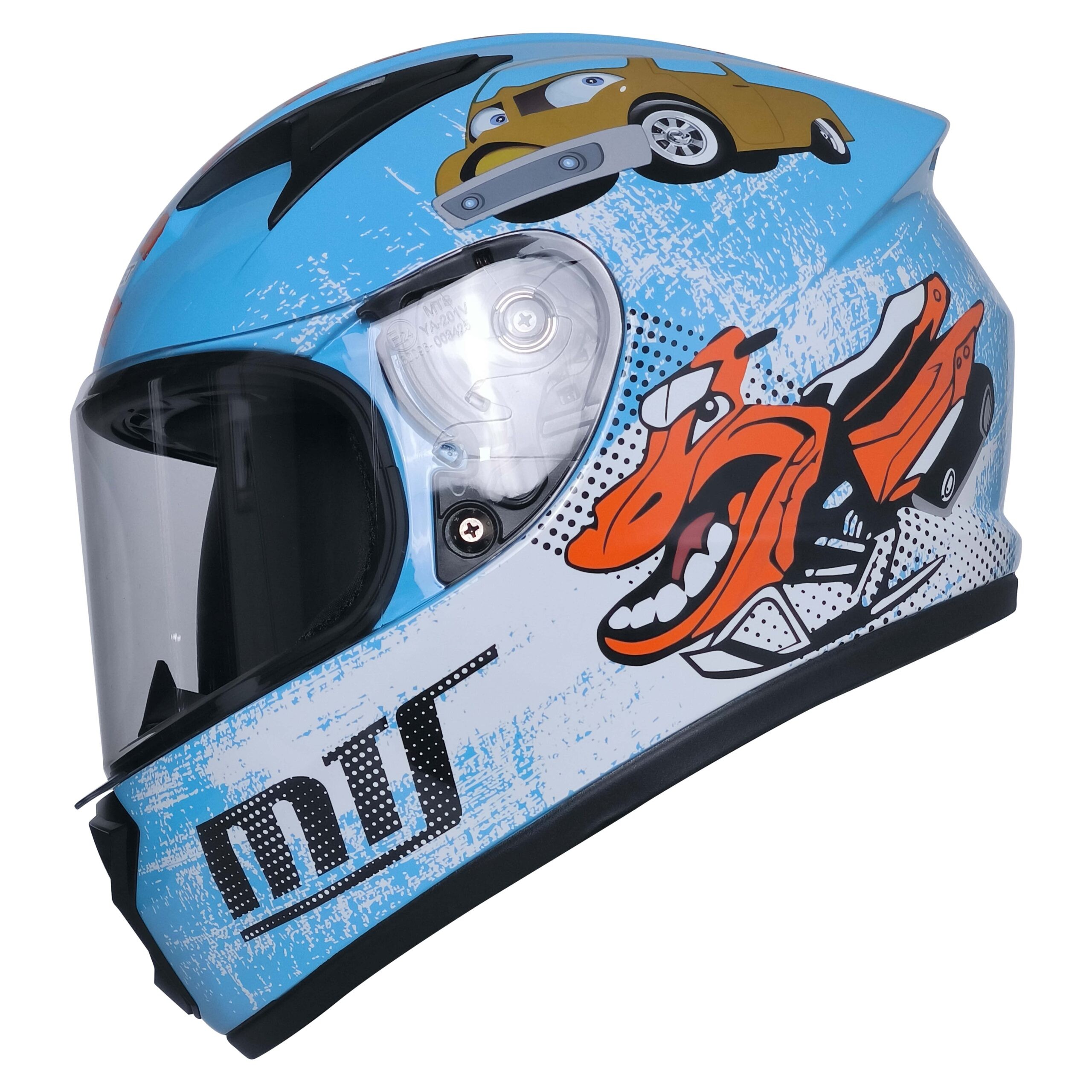 M-201 Full Face Çocuk Kask – Mavi, Güneş Vizörlü, Hafif ve Güvenli