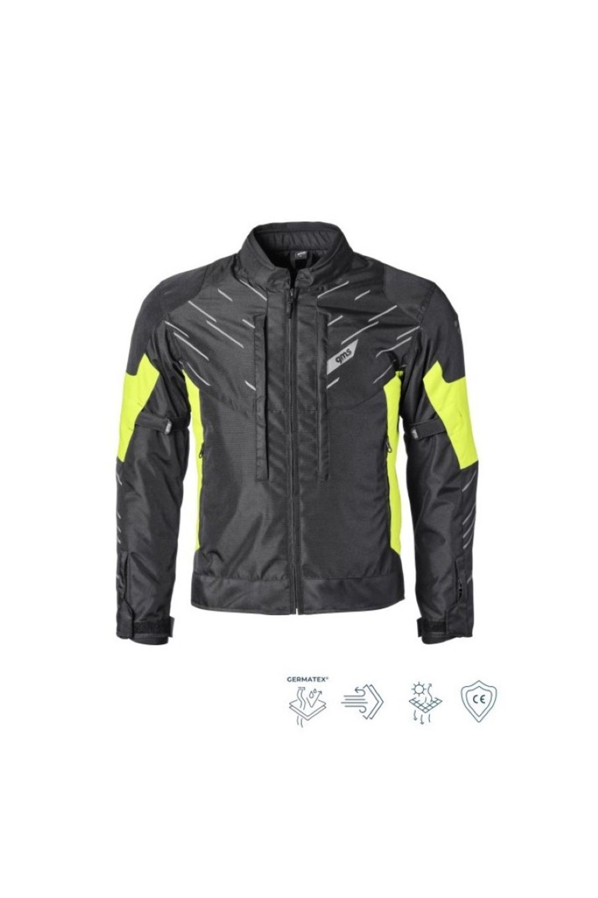 KASAI BLACK FLUO YELLOW 4 Mevsimlik Korumalı Motosiklet Montu